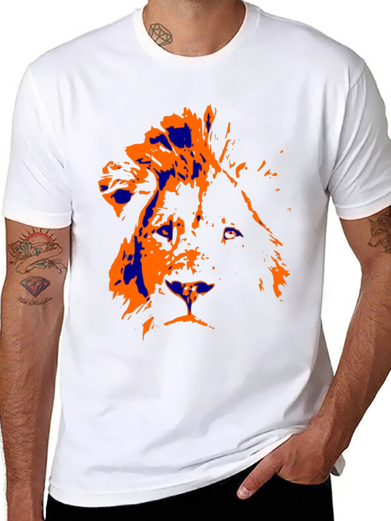 Lion Graphic Print Black T-Shirt for Men