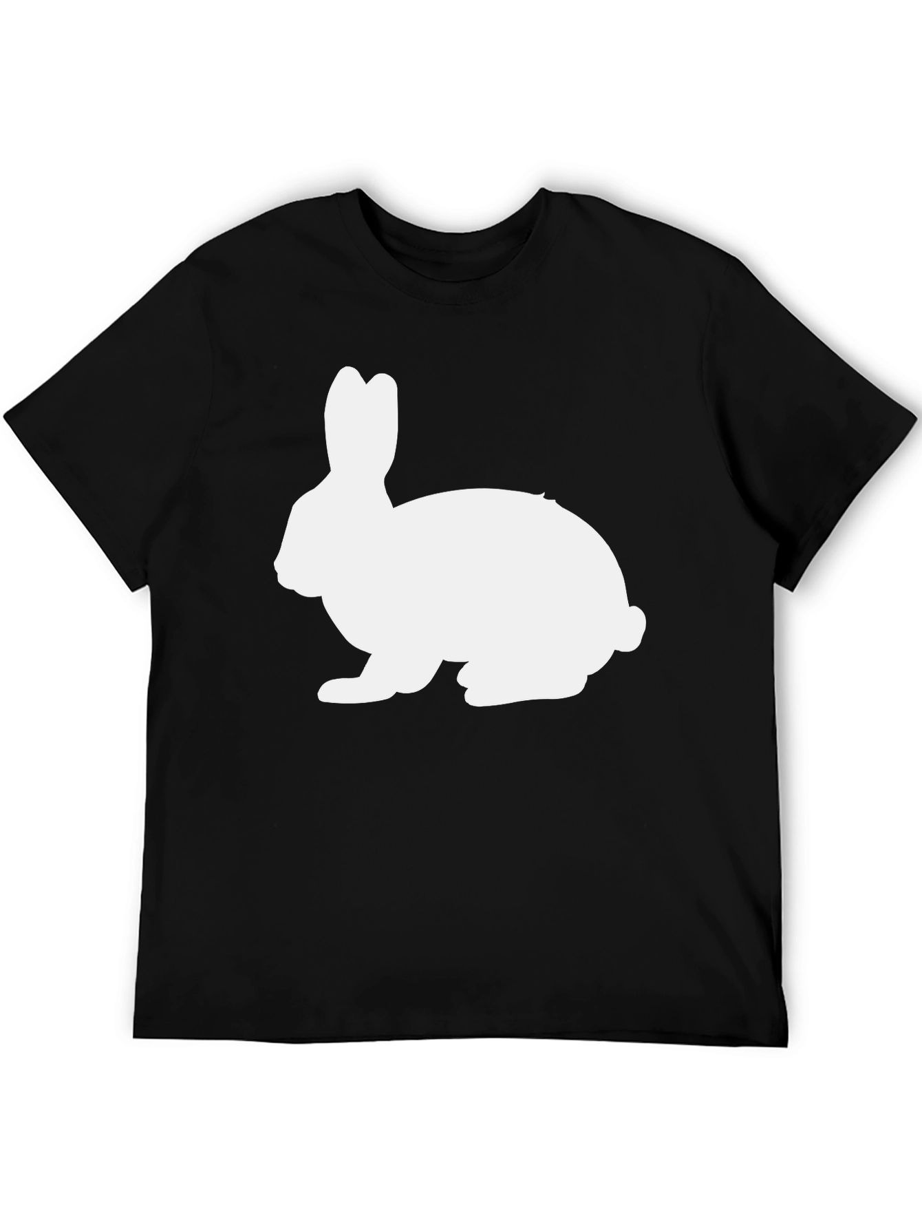 Black T-Shirt with White Rabbit Graphic
