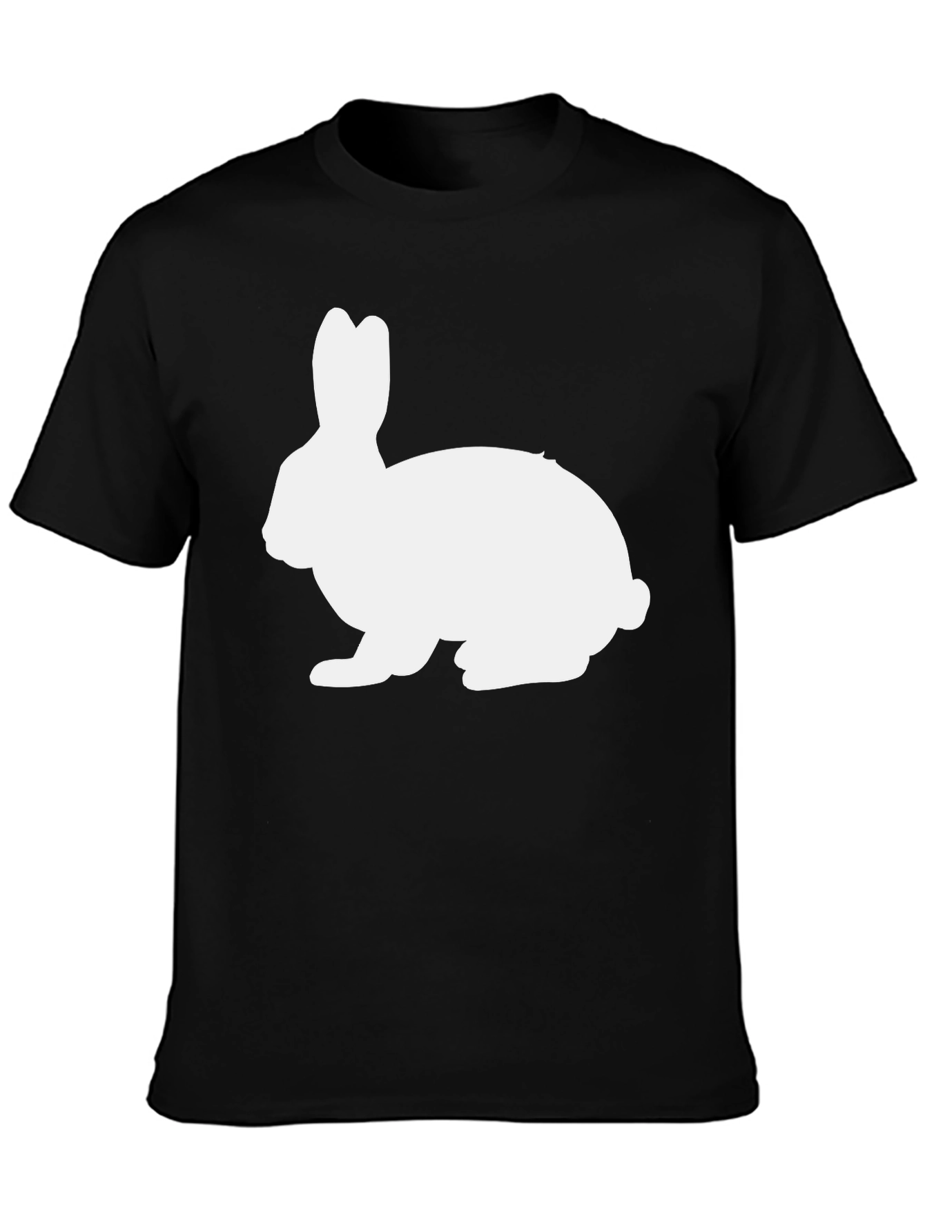 Black T-Shirt with White Rabbit Graphic