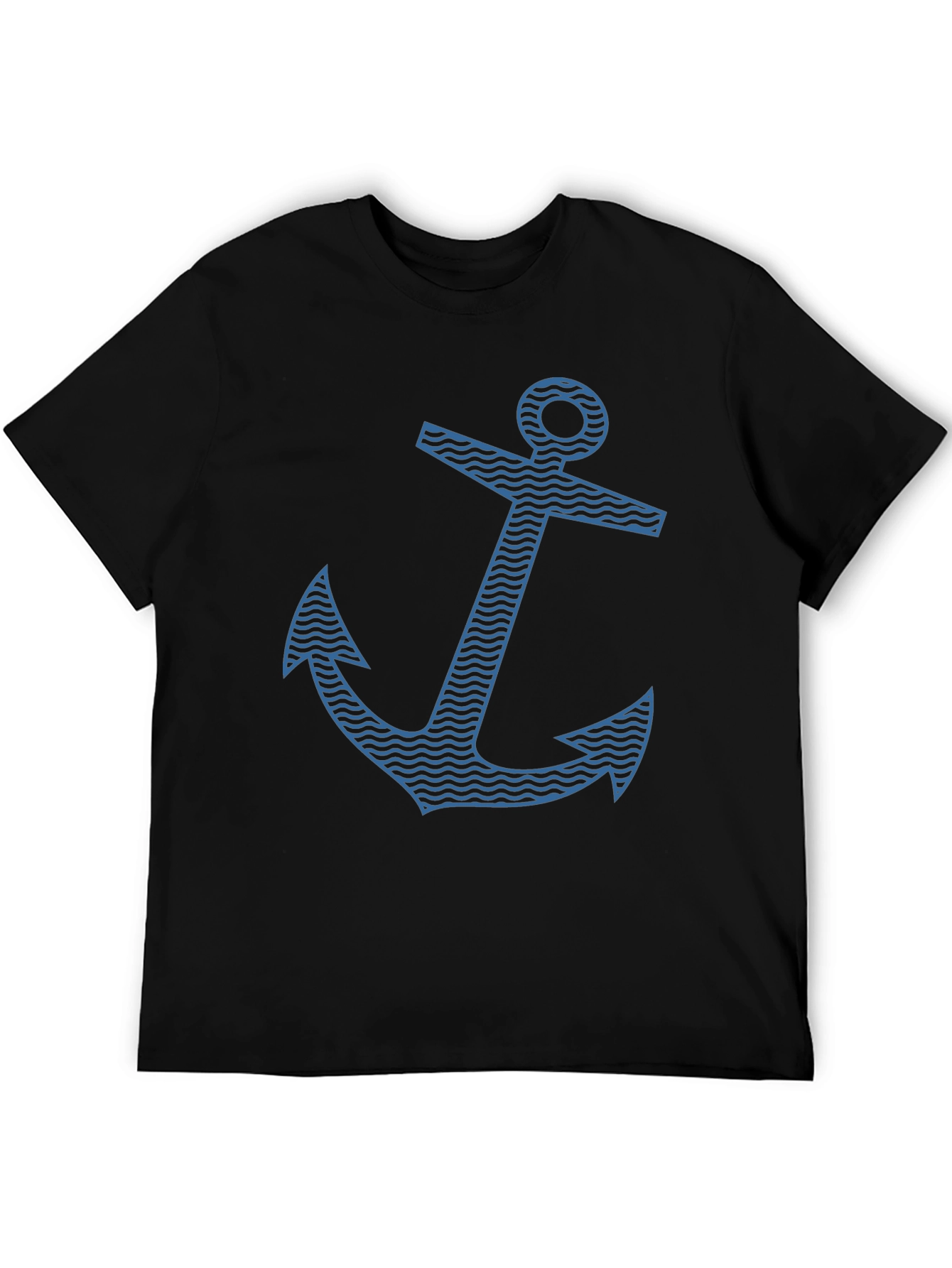 Nautical Anchor Graphic Tee - Stylish Black T-Shirt