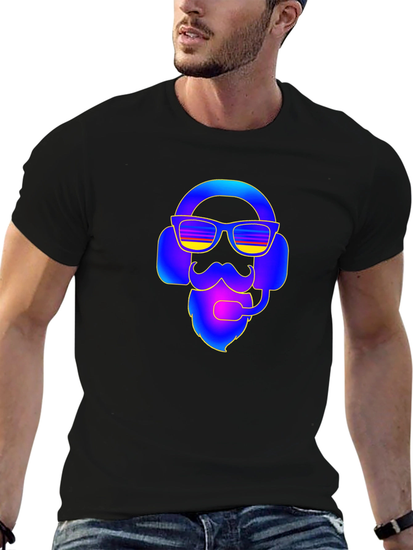 Cool Gamer Bearded Headset T-Shirt