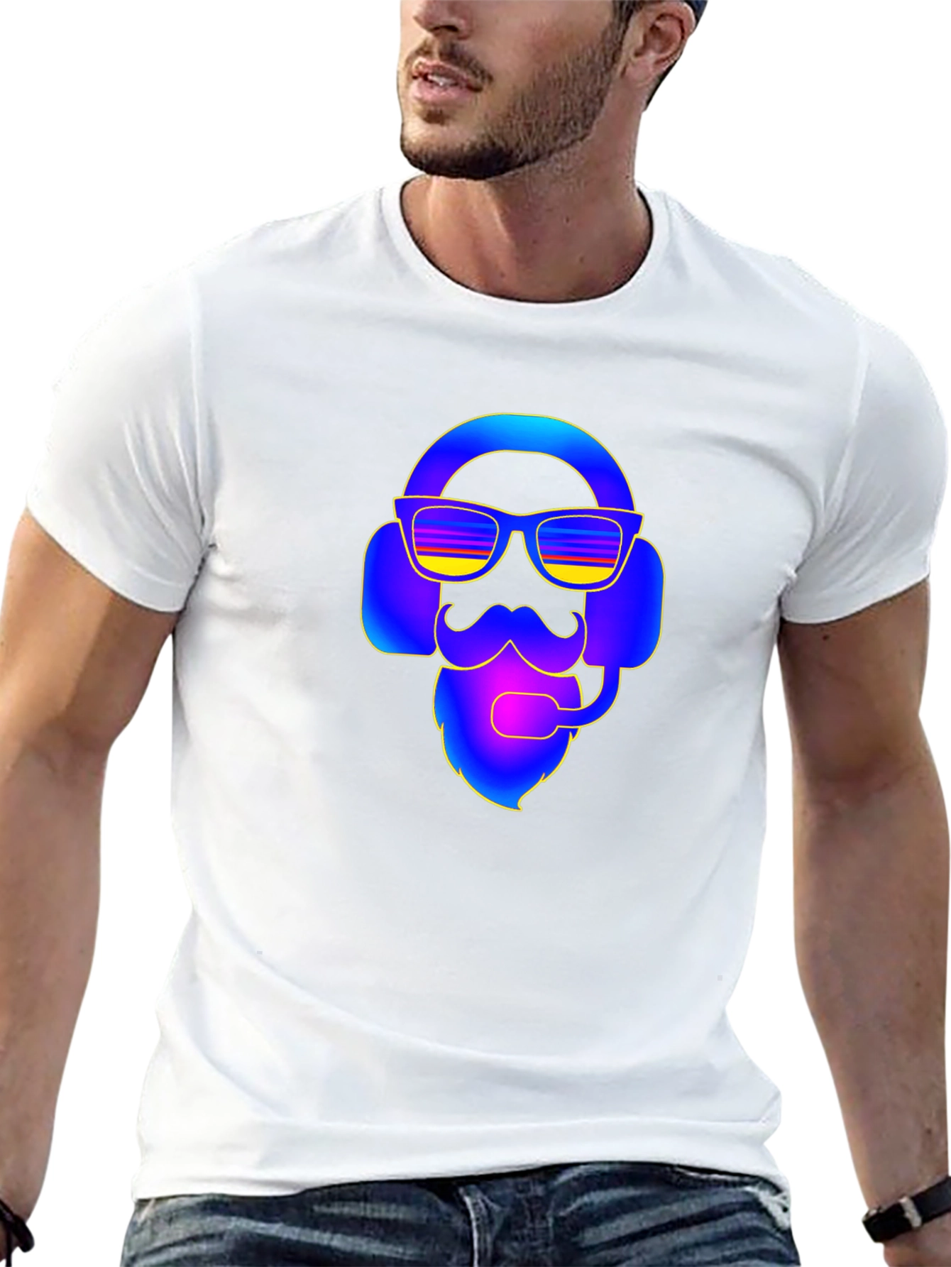 Cool Gamer Bearded Headset T-Shirt