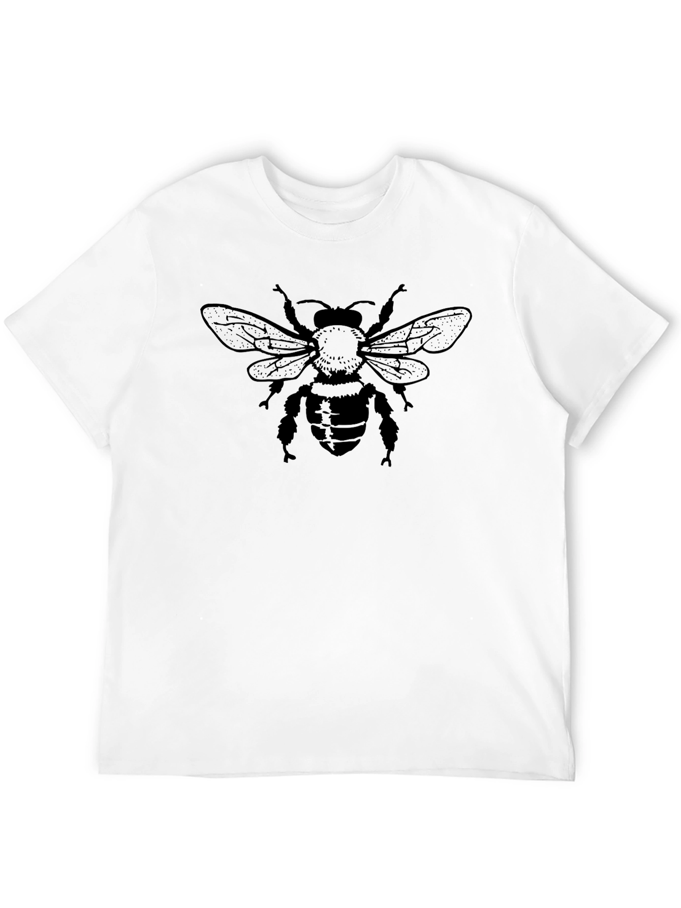 Mens Bee Graphic Tee - Black Cotton Casual Top