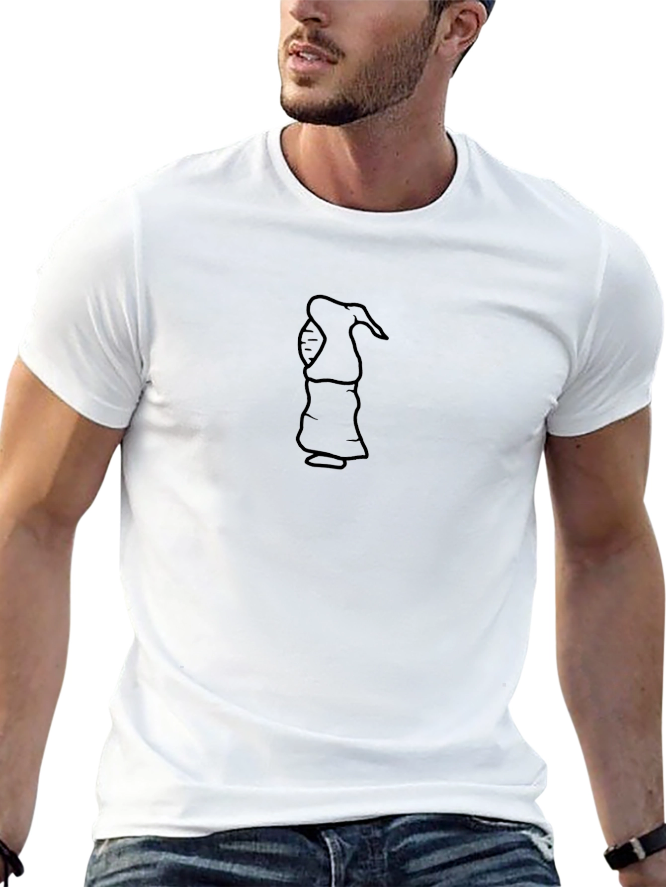 Black Graphic Tee with Gnome Design