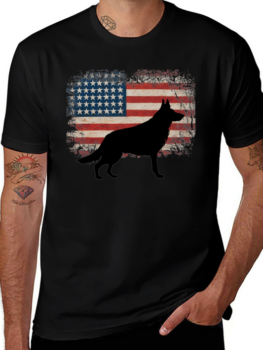 American Flag Dog Silhouette Graphic Tee