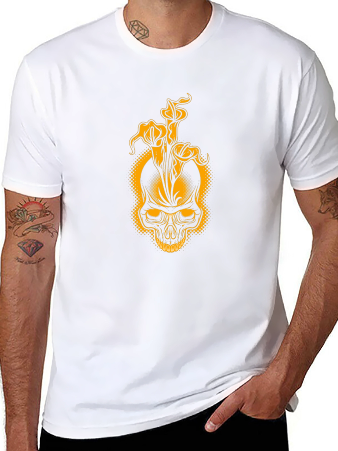 Skull & Lily Black T-Shirt - Unique Graphic Tee