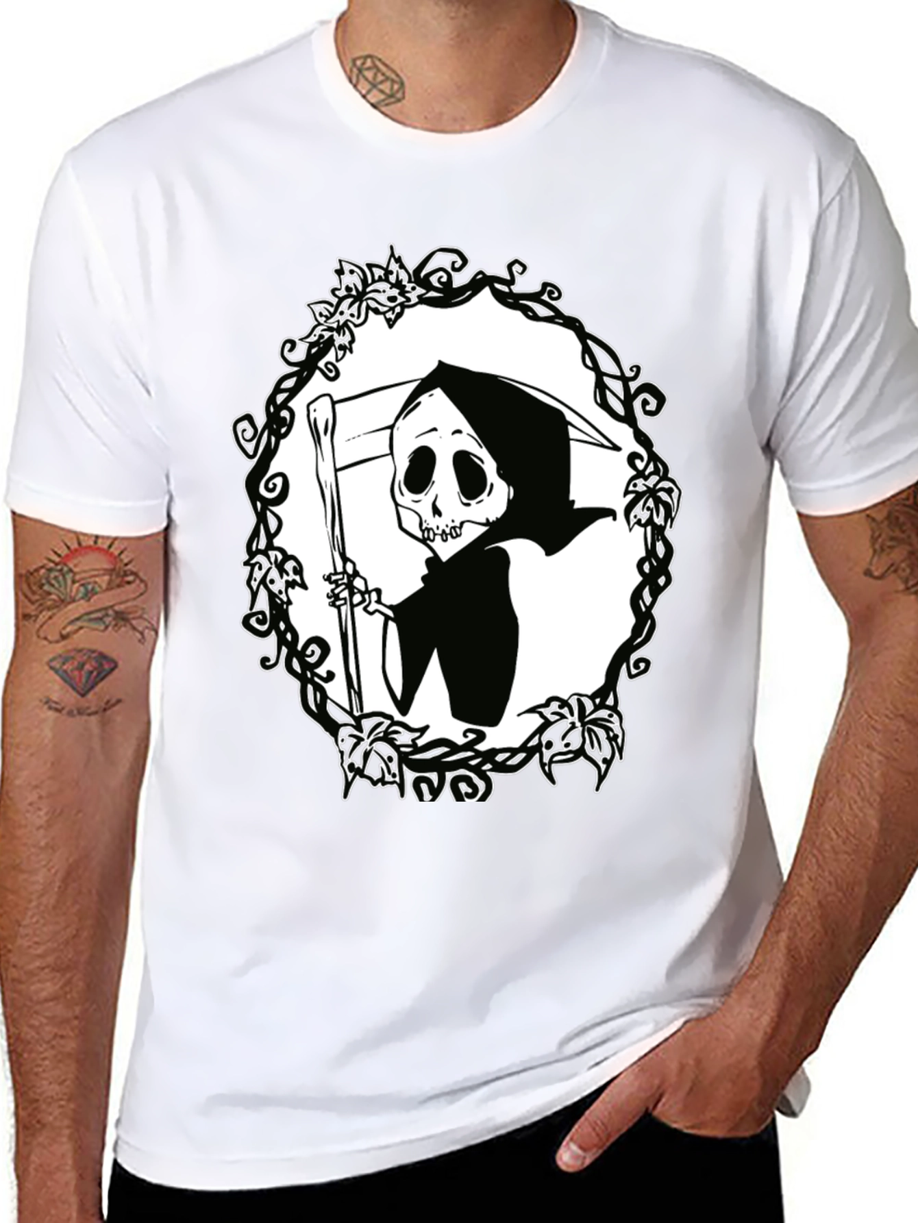 Grim Reaper Graphic T-Shirt - Black Cotton Tee