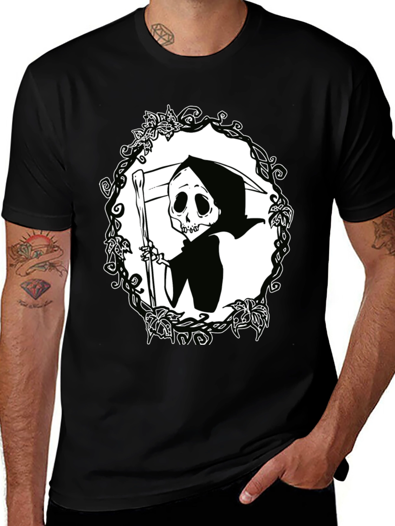 Grim Reaper Graphic T-Shirt - Black Cotton Tee
