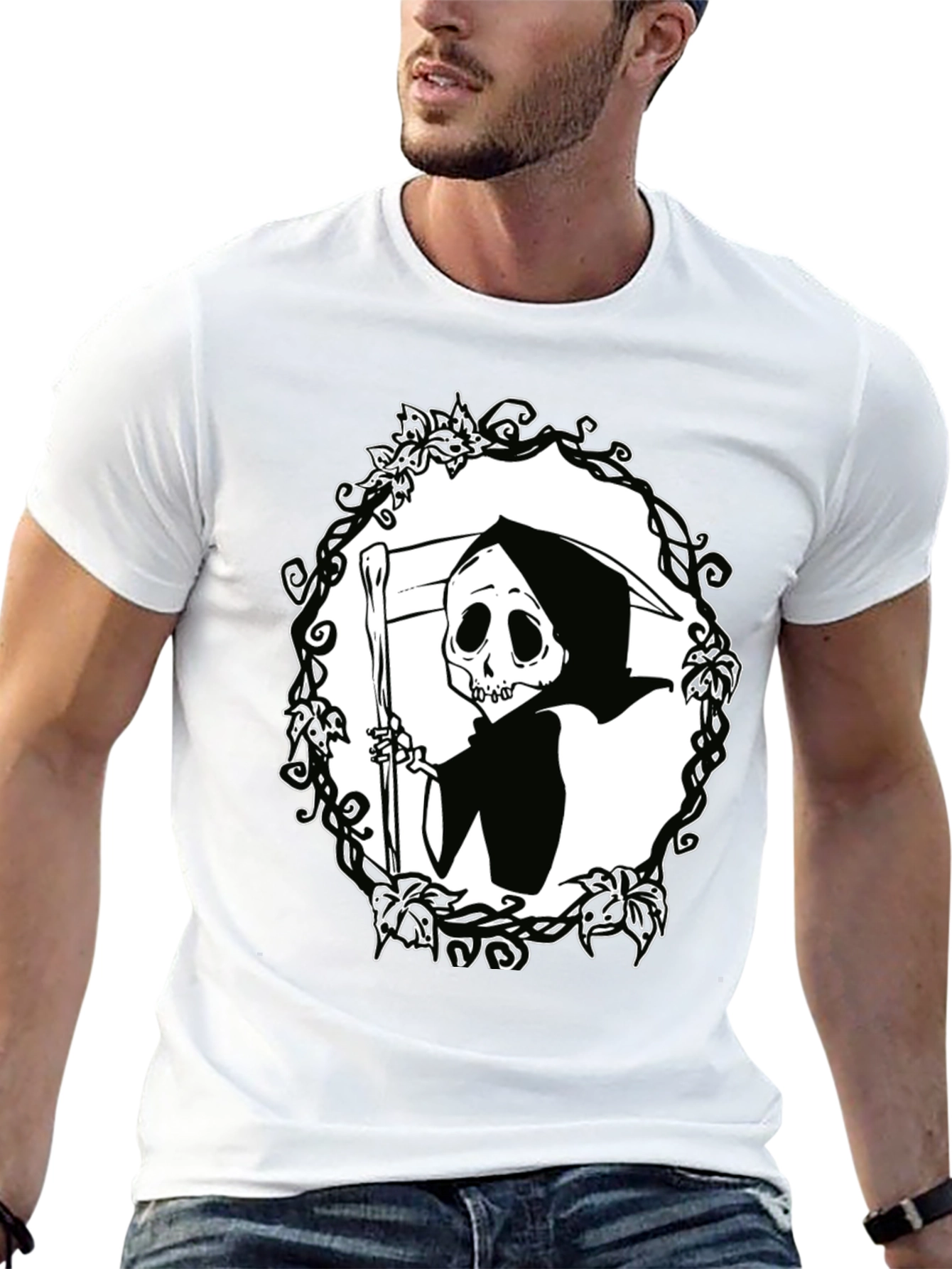 Grim Reaper Graphic T-Shirt - Black Cotton Tee