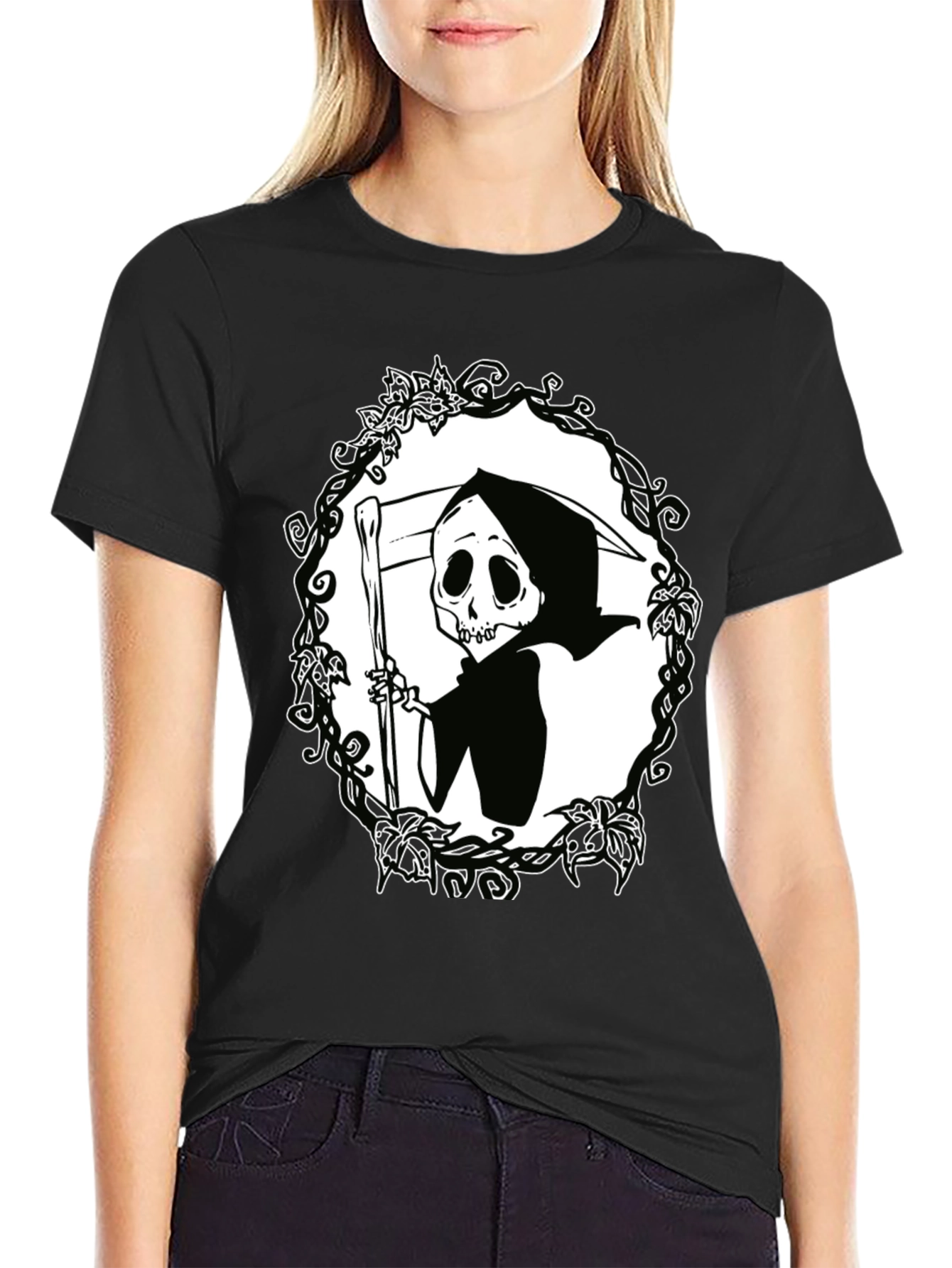 Grim Reaper Graphic T-Shirt - Black Cotton Tee