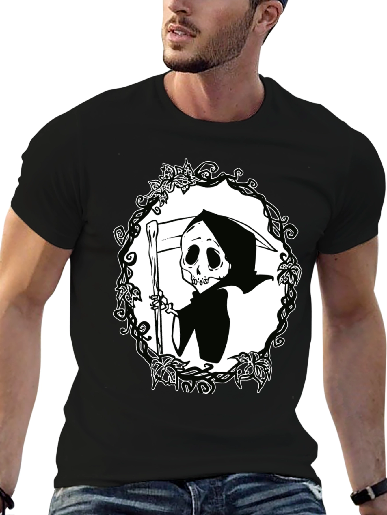 Grim Reaper Graphic T-Shirt - Black Cotton Tee
