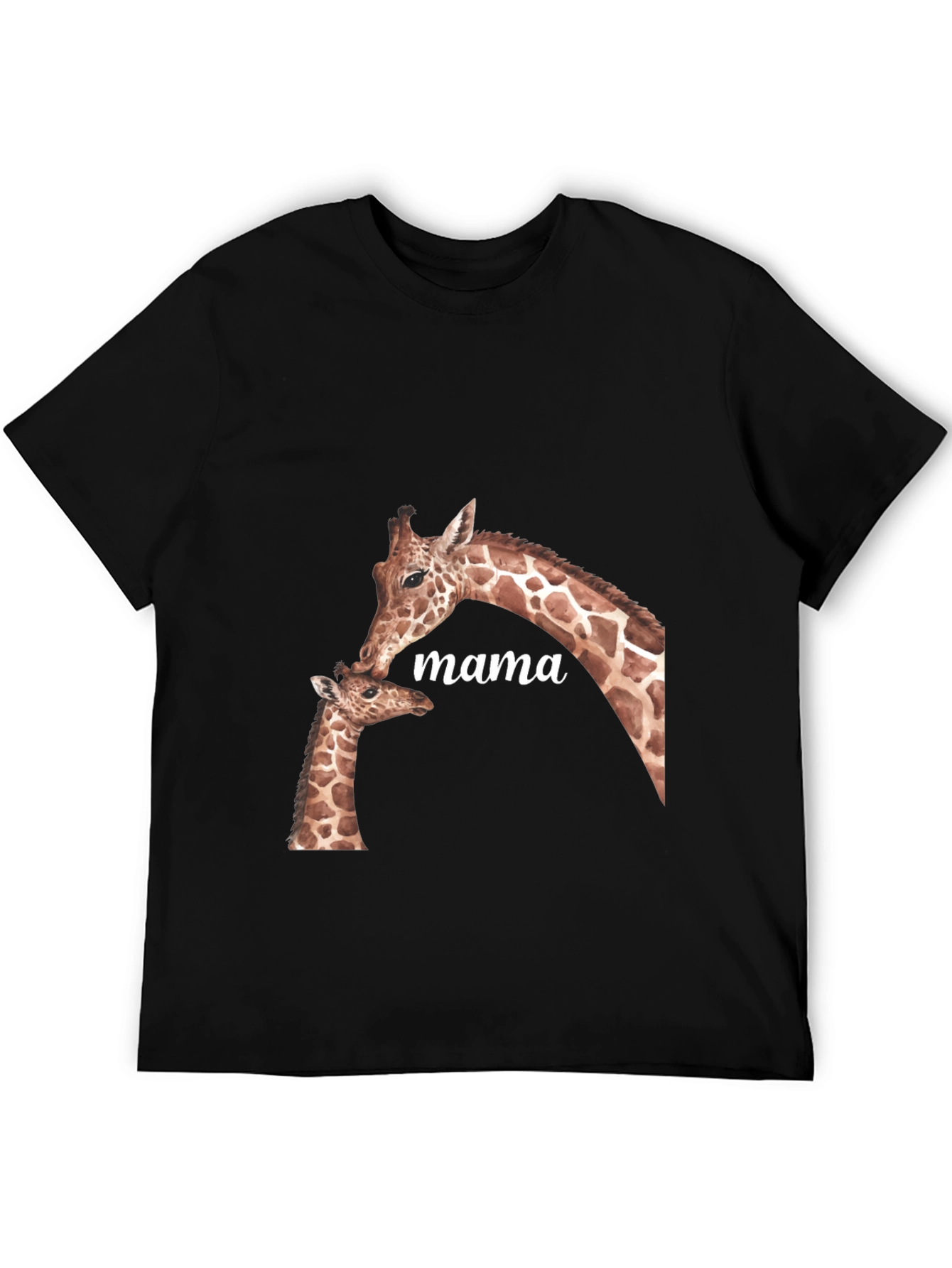 Mama Giraffe Graphic Tee - Soft Black T-Shirt