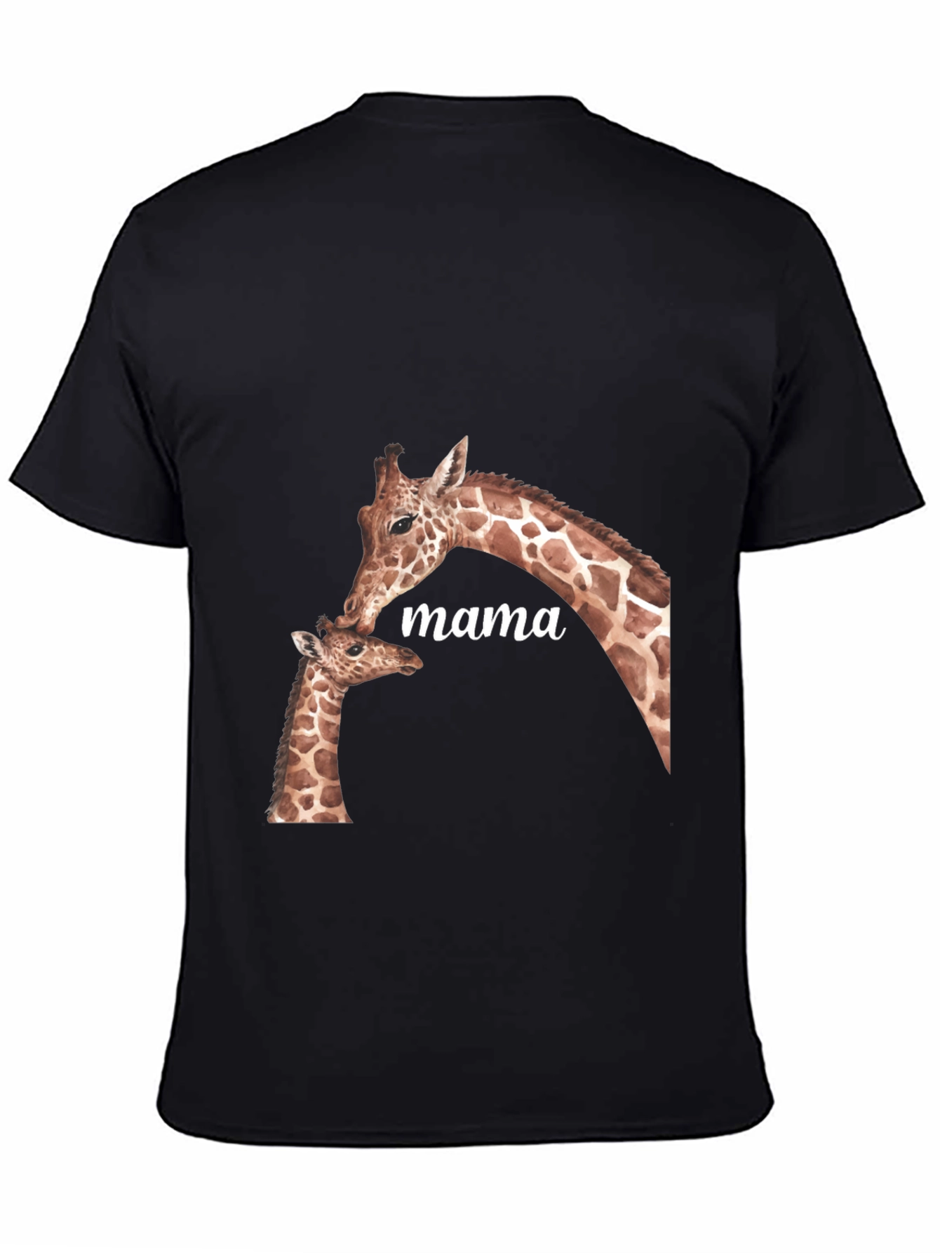 Mama Giraffe Graphic Tee - Soft Black T-Shirt