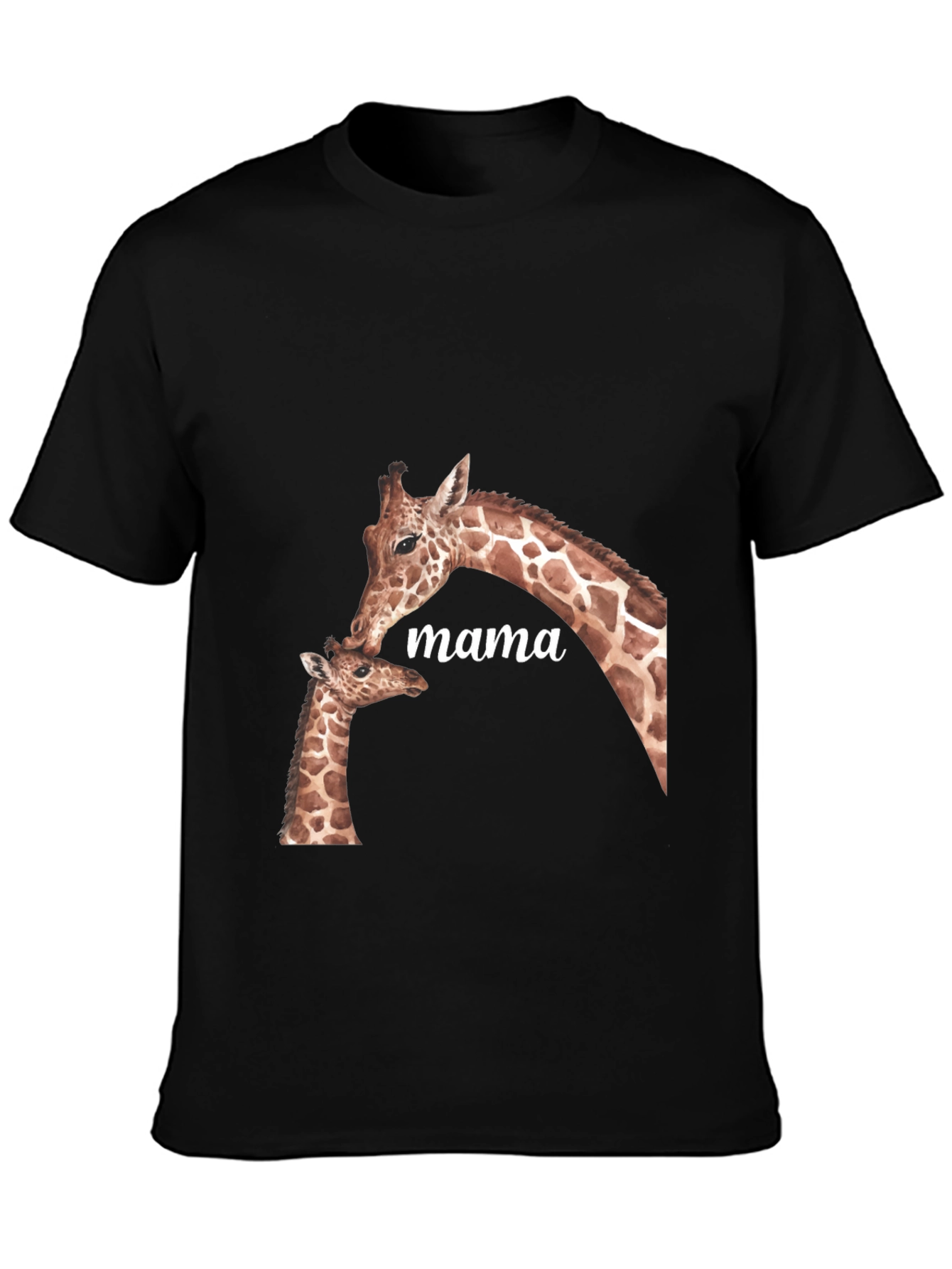 Mama Giraffe Graphic Tee - Soft Black T-Shirt
