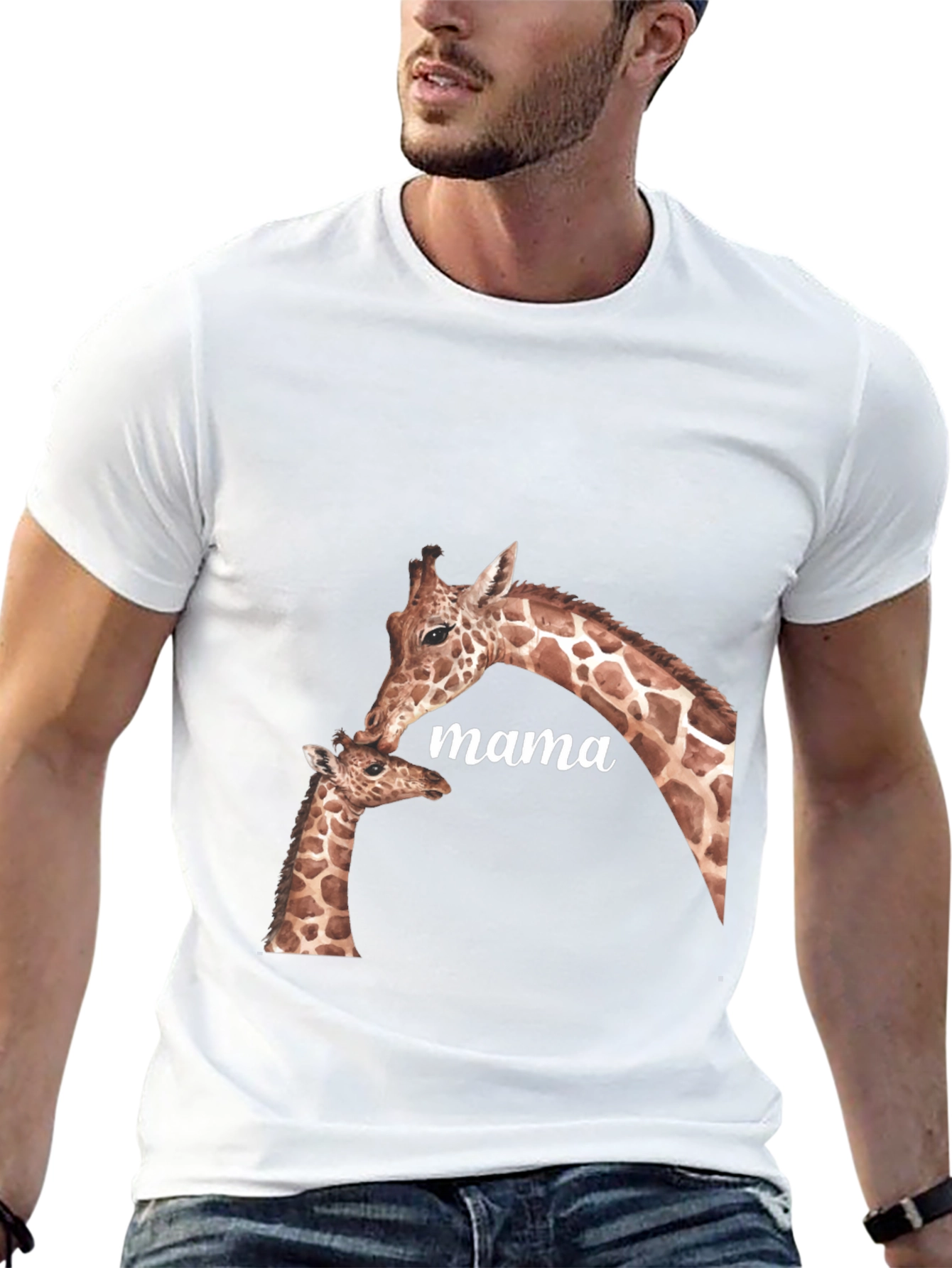 Mama Giraffe Graphic Tee - Soft Black T-Shirt