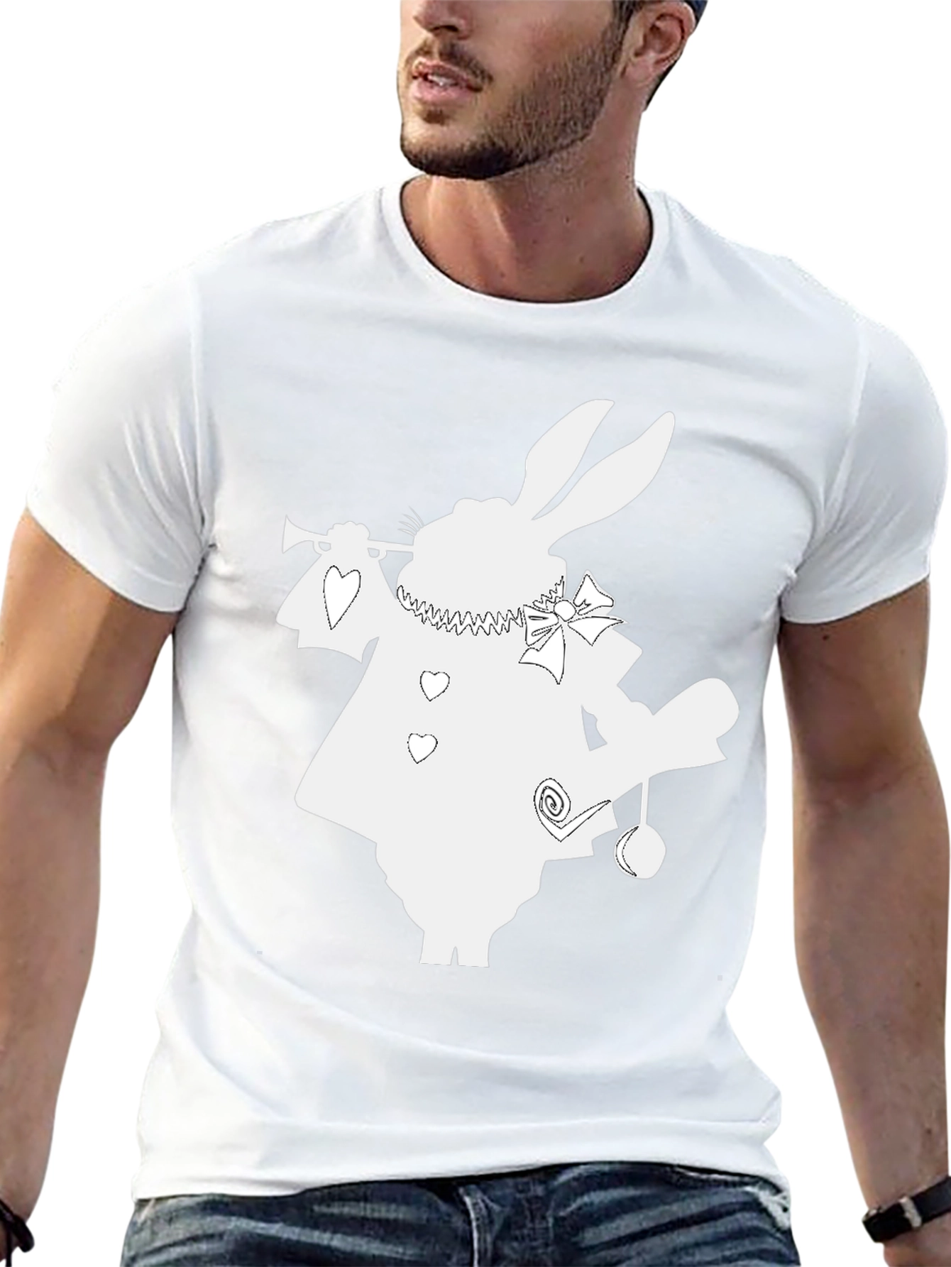 White Rabbit T-Shirt - Unique Alice in Wonderland Design