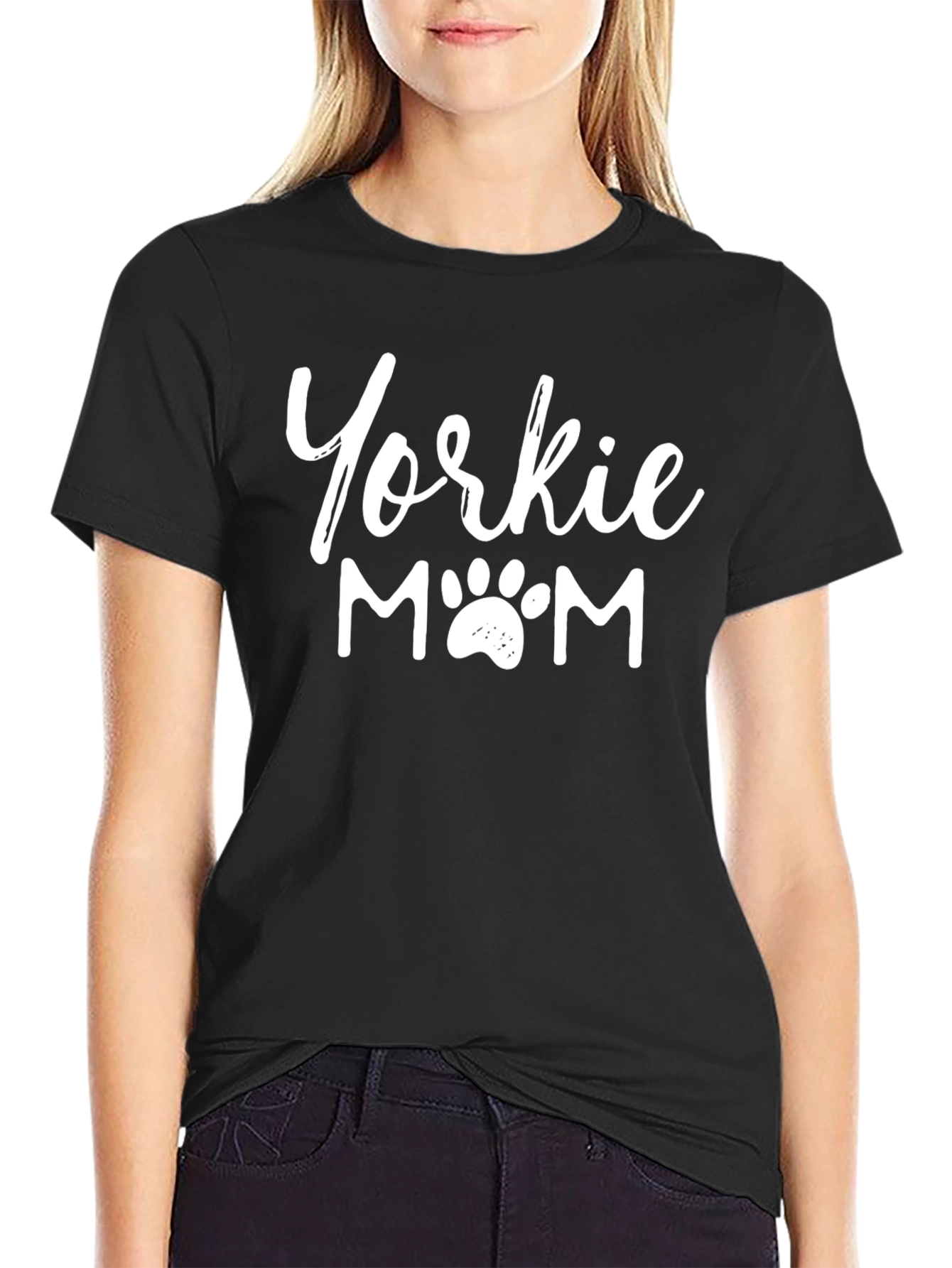 Yorkie Mom T-Shirt - Dog Paw Print Design