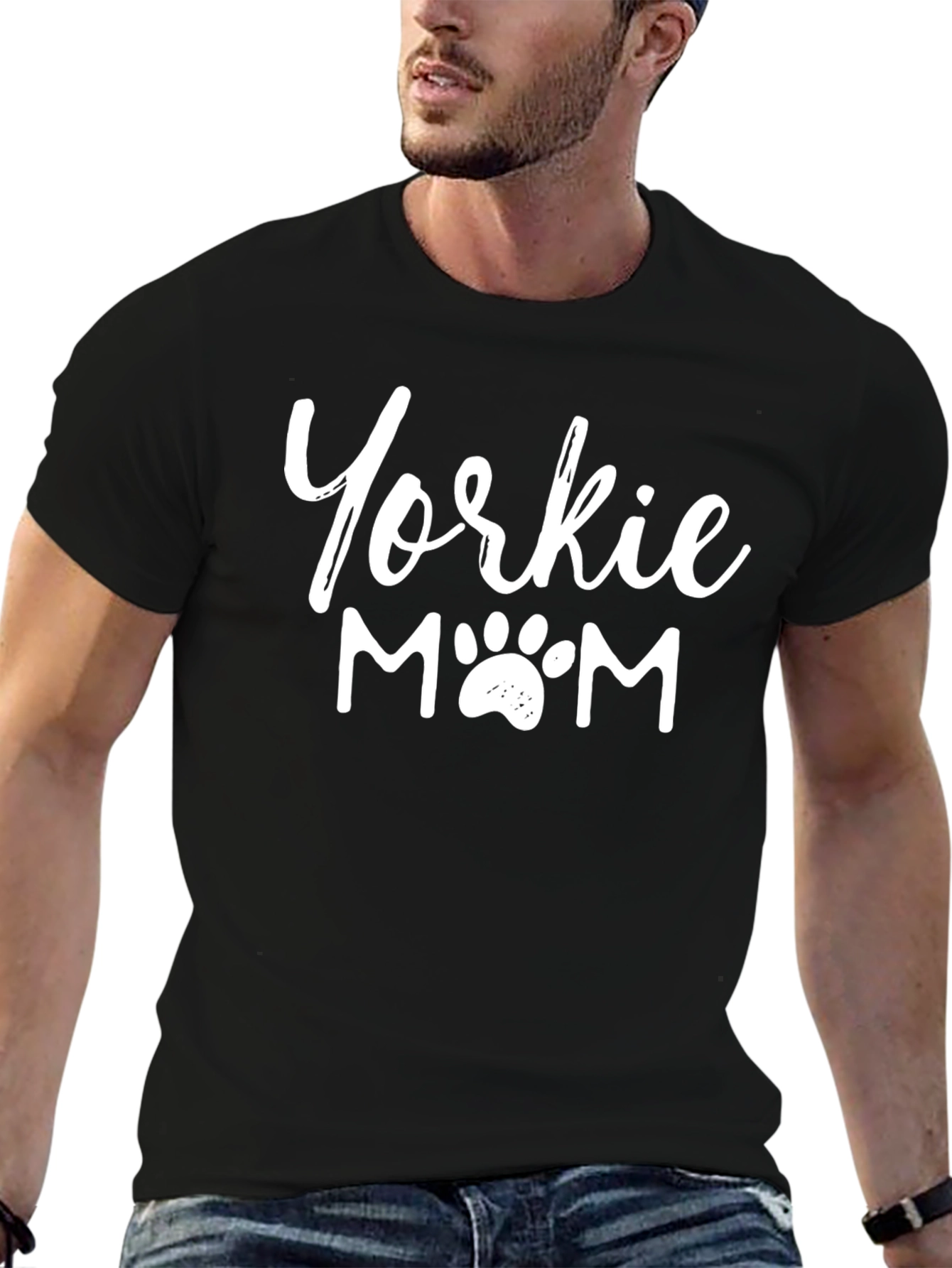 Yorkie Mom T-Shirt - Dog Paw Print Design