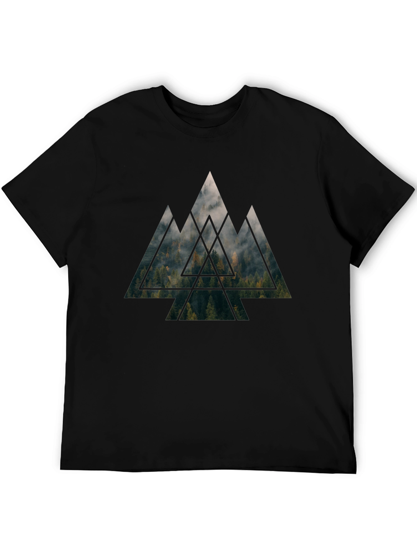 Mountain Forest Triangle Graphic Tee - Black