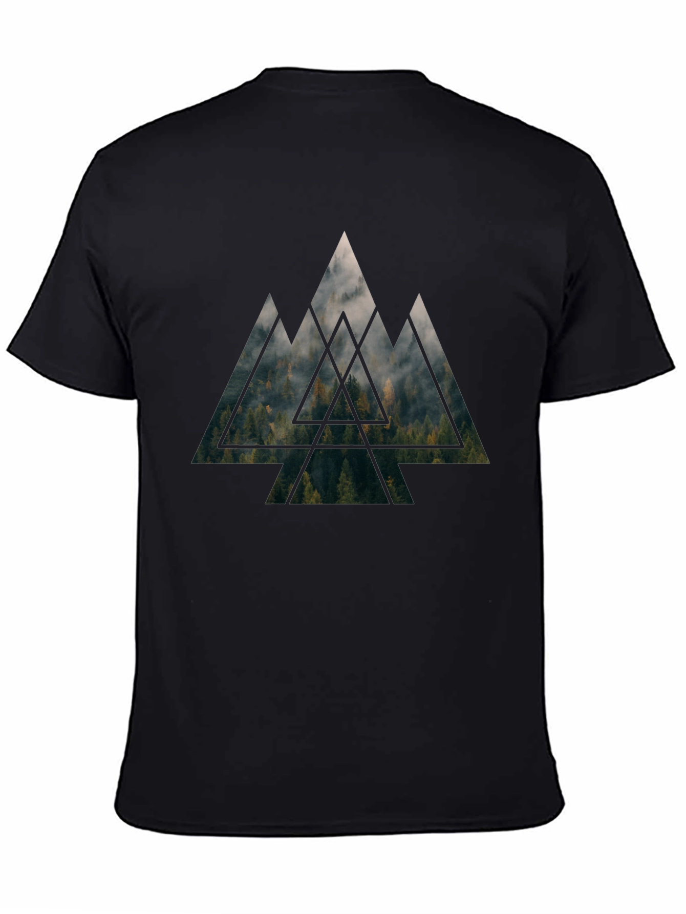Mountain Forest Triangle Graphic Tee - Black