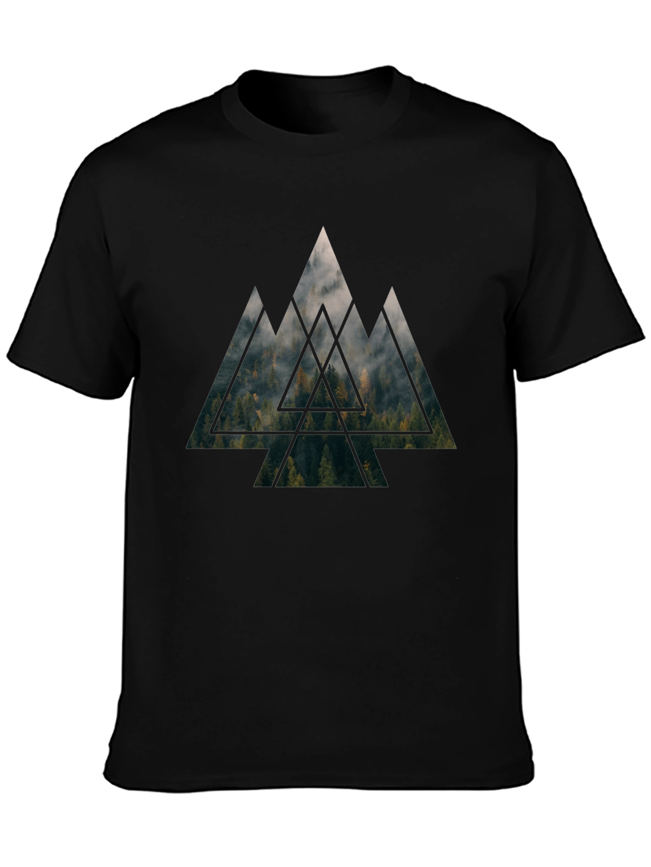 Mountain Forest Triangle Graphic Tee - Black