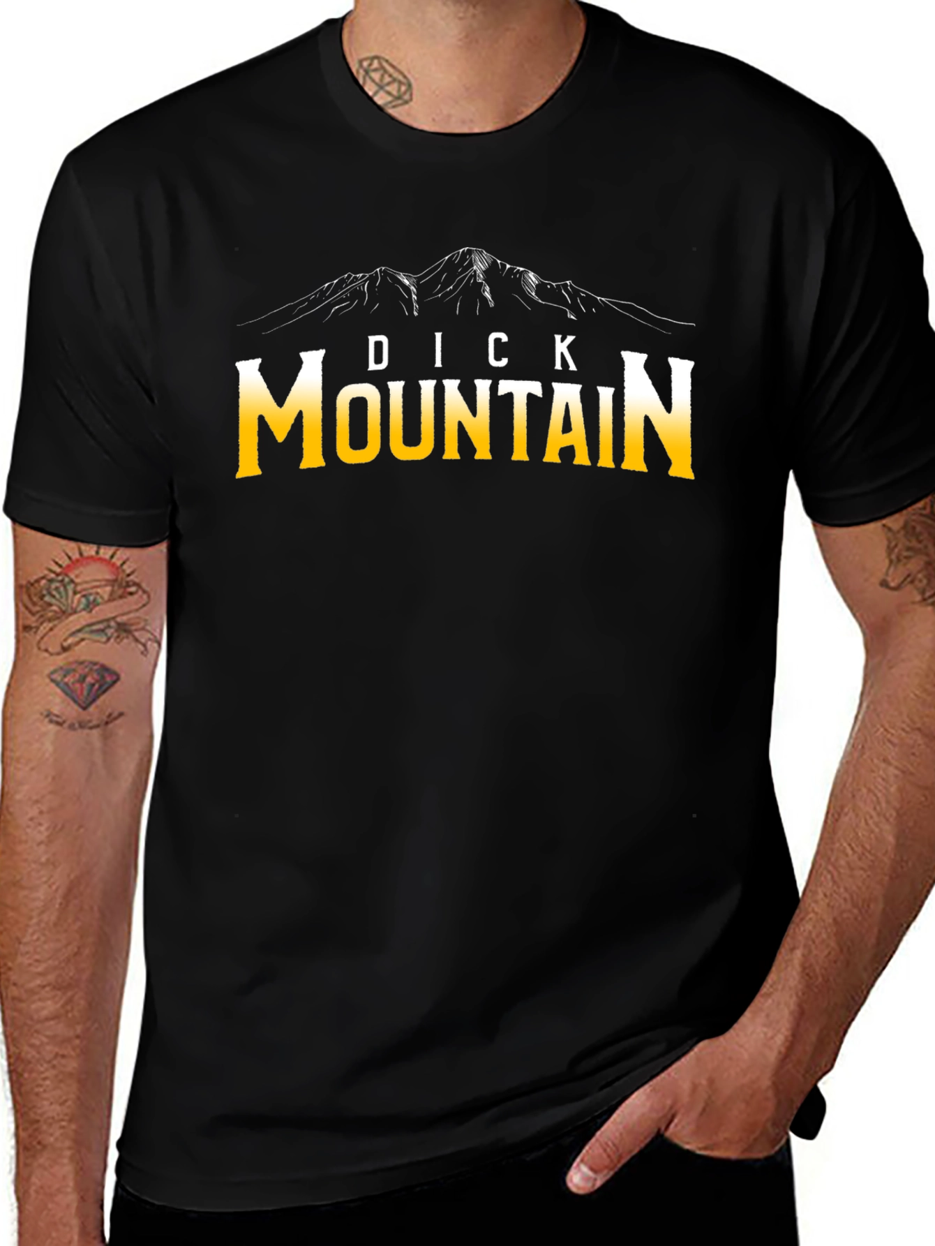 Dick Mountain Graphic Tee - Black Novelty T-Shirt