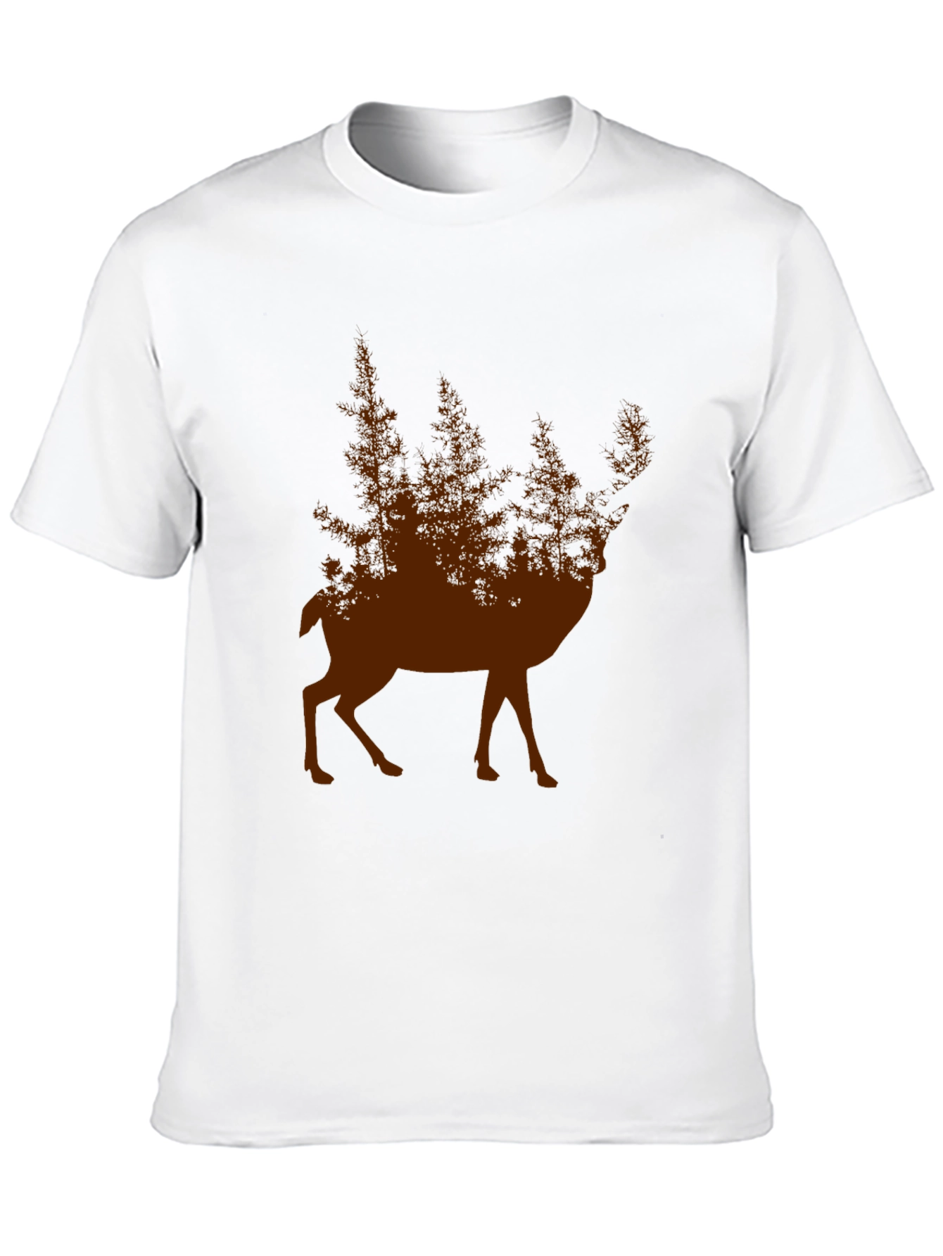 Nature Deer Graphic Tee - Forest Silhouette