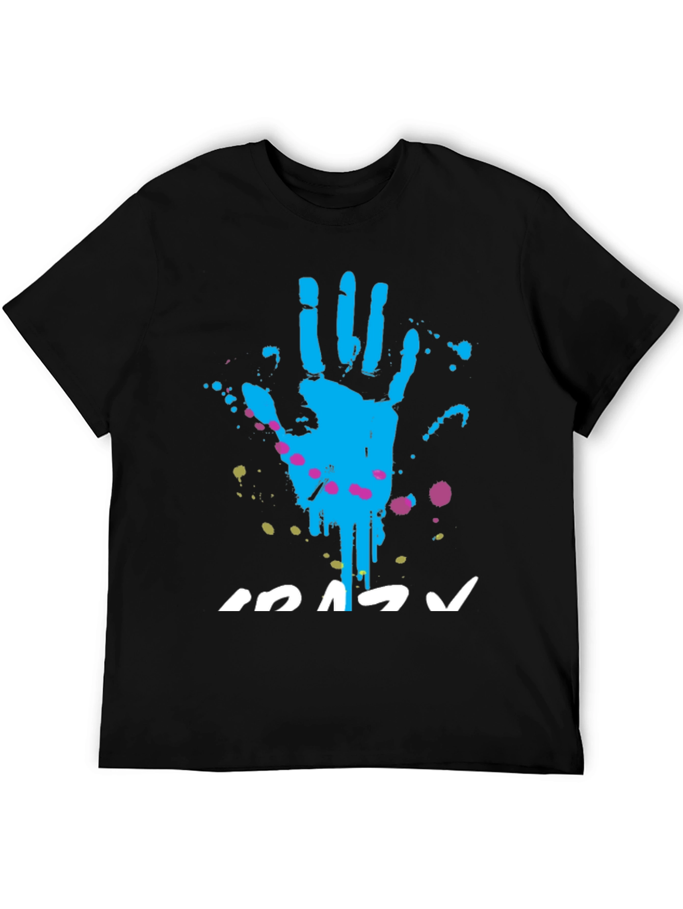 Crazy Handprint Graphic Tee - Funky Crew Neck