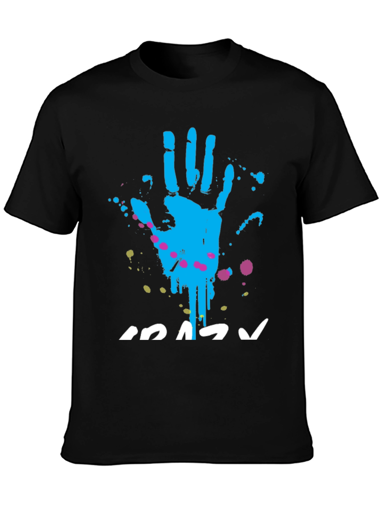 Crazy Handprint Graphic Tee - Funky Crew Neck