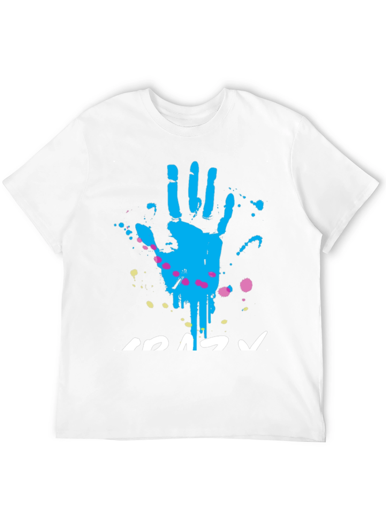 Crazy Handprint Graphic Tee - Funky Crew Neck