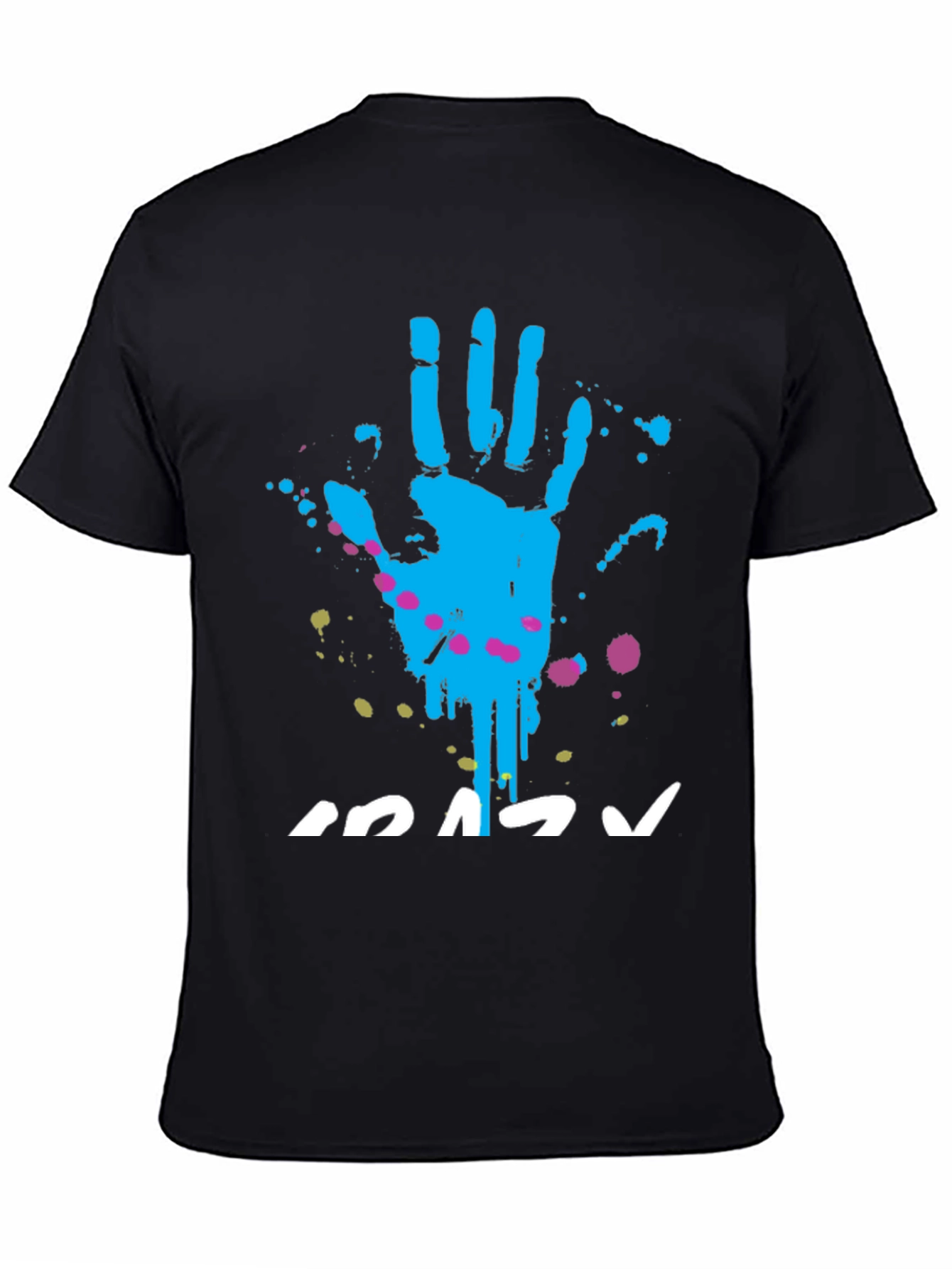 Crazy Handprint Graphic Tee - Funky Crew Neck