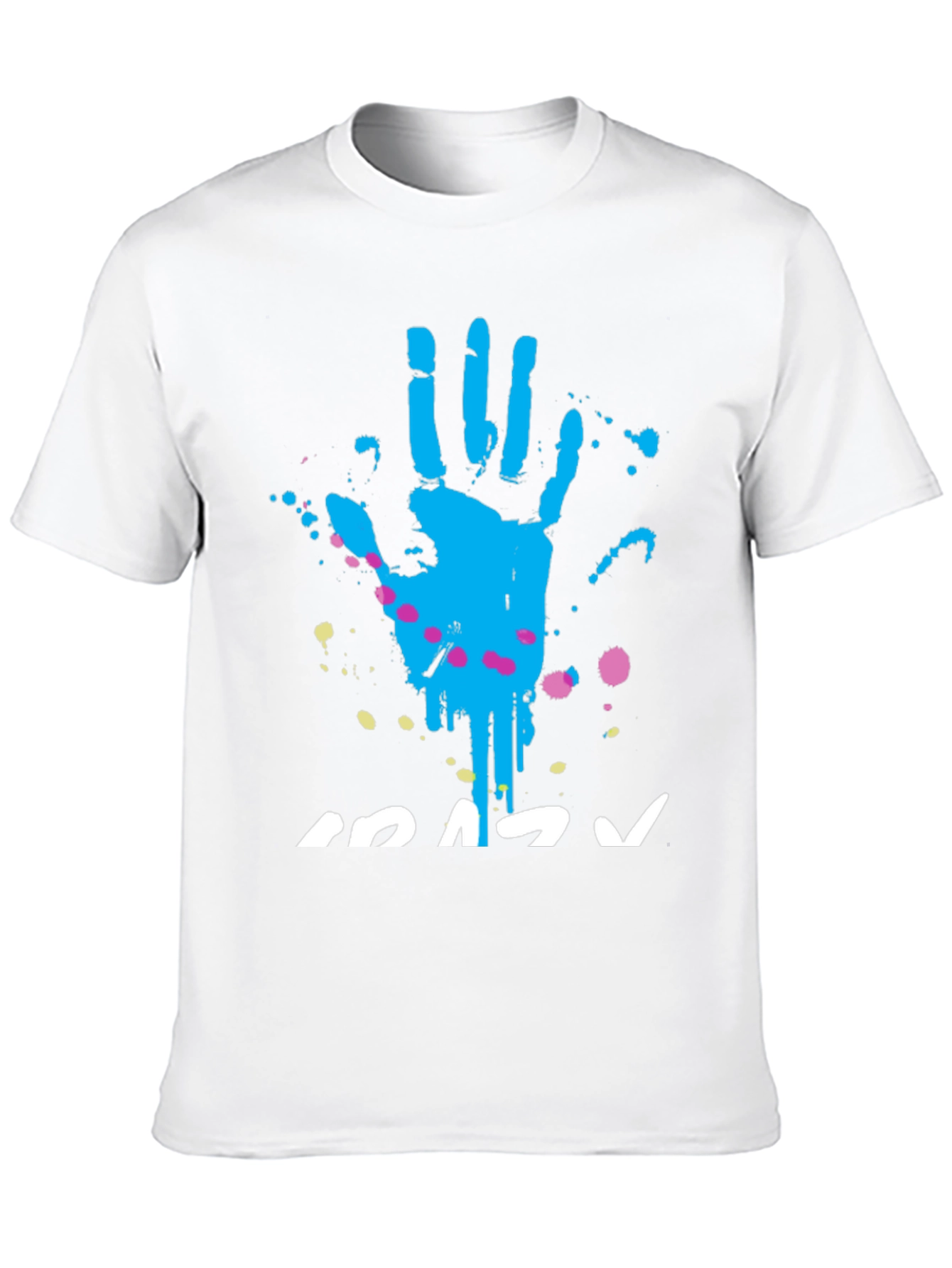 Crazy Handprint Graphic Tee - Funky Crew Neck