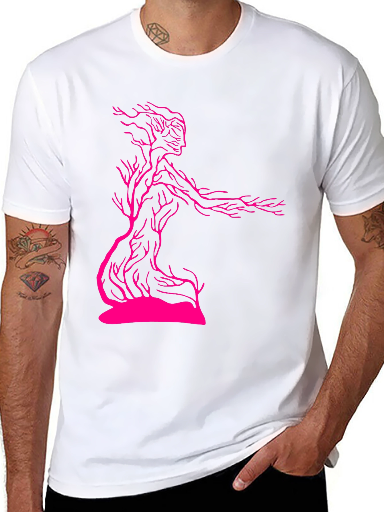 Unique Tree-Woman Graphic Tee - Black Cotton Blend