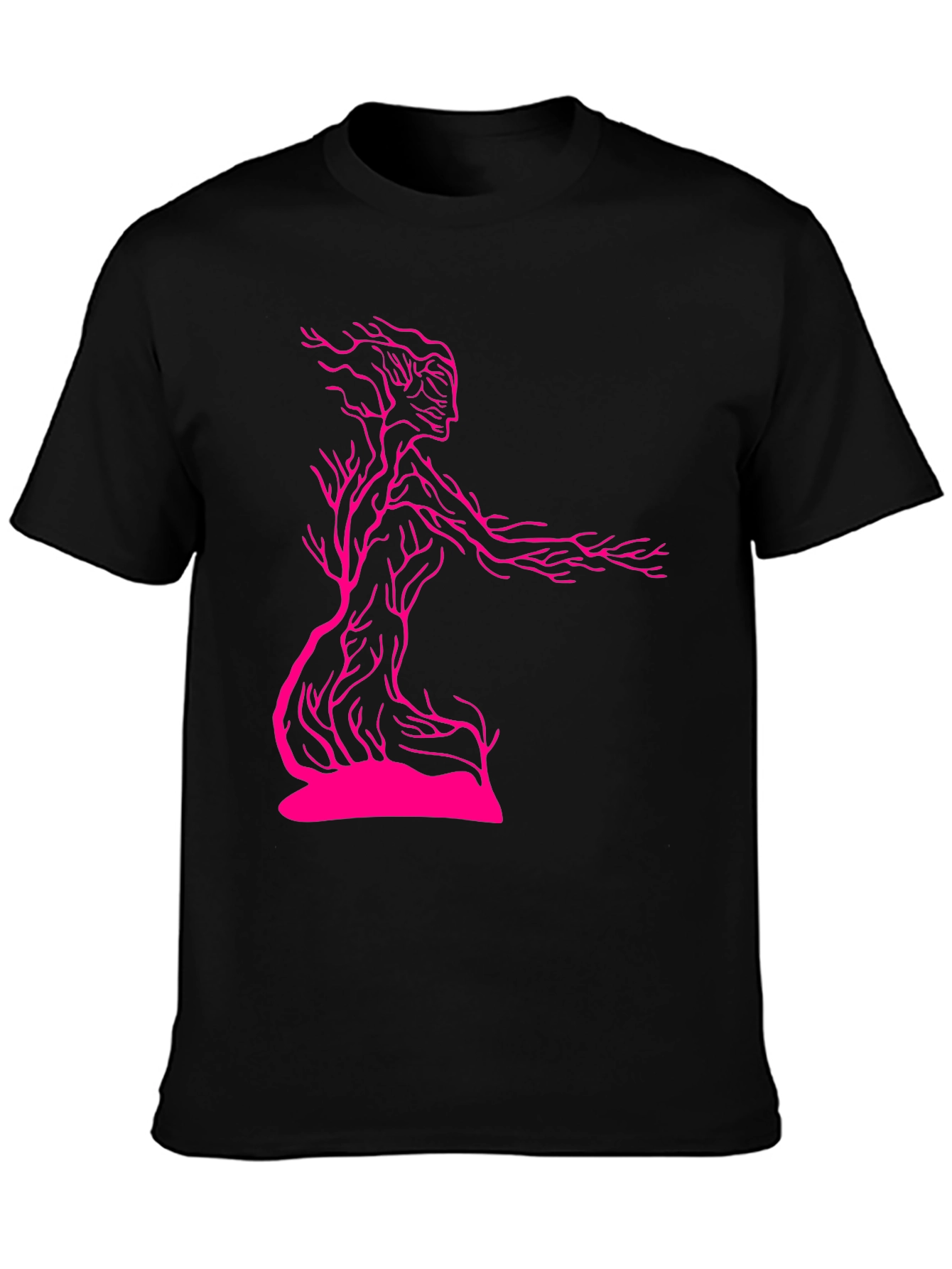 Unique Tree-Woman Graphic Tee - Black Cotton Blend