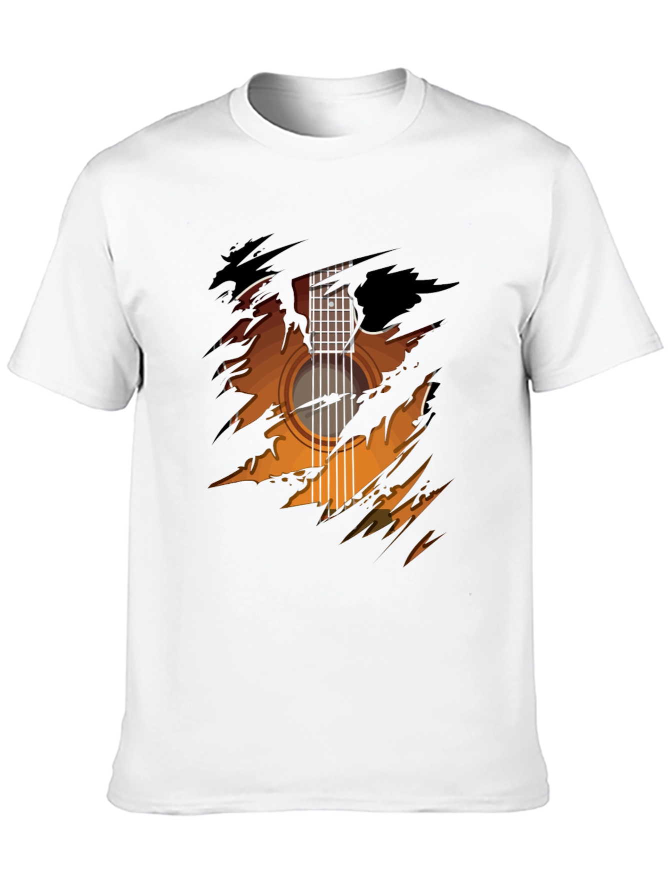Guitar Ripped Graphic Tee - Cool Musician Shirt