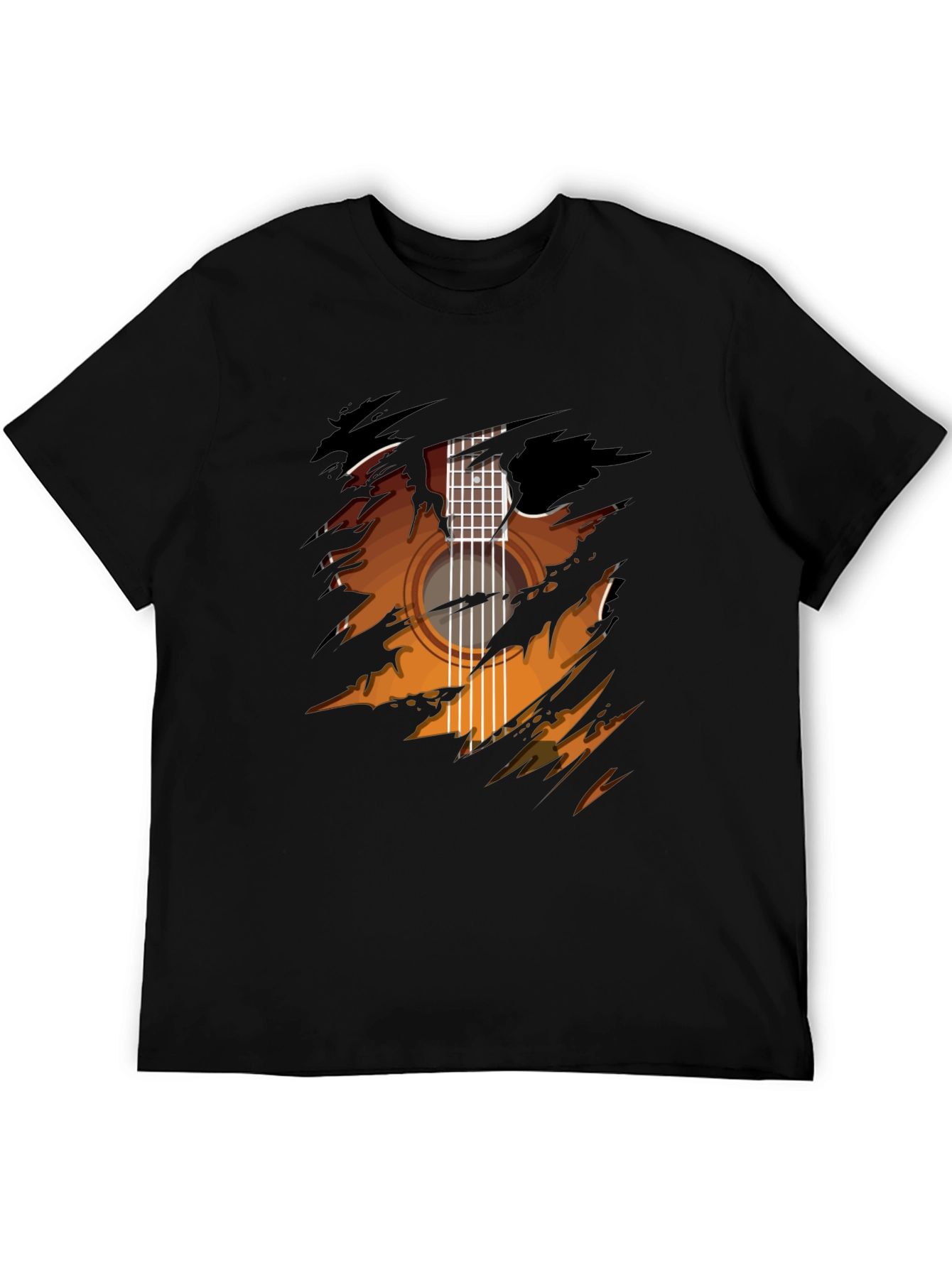 Guitar Ripped Graphic Tee - Cool Musician Shirt