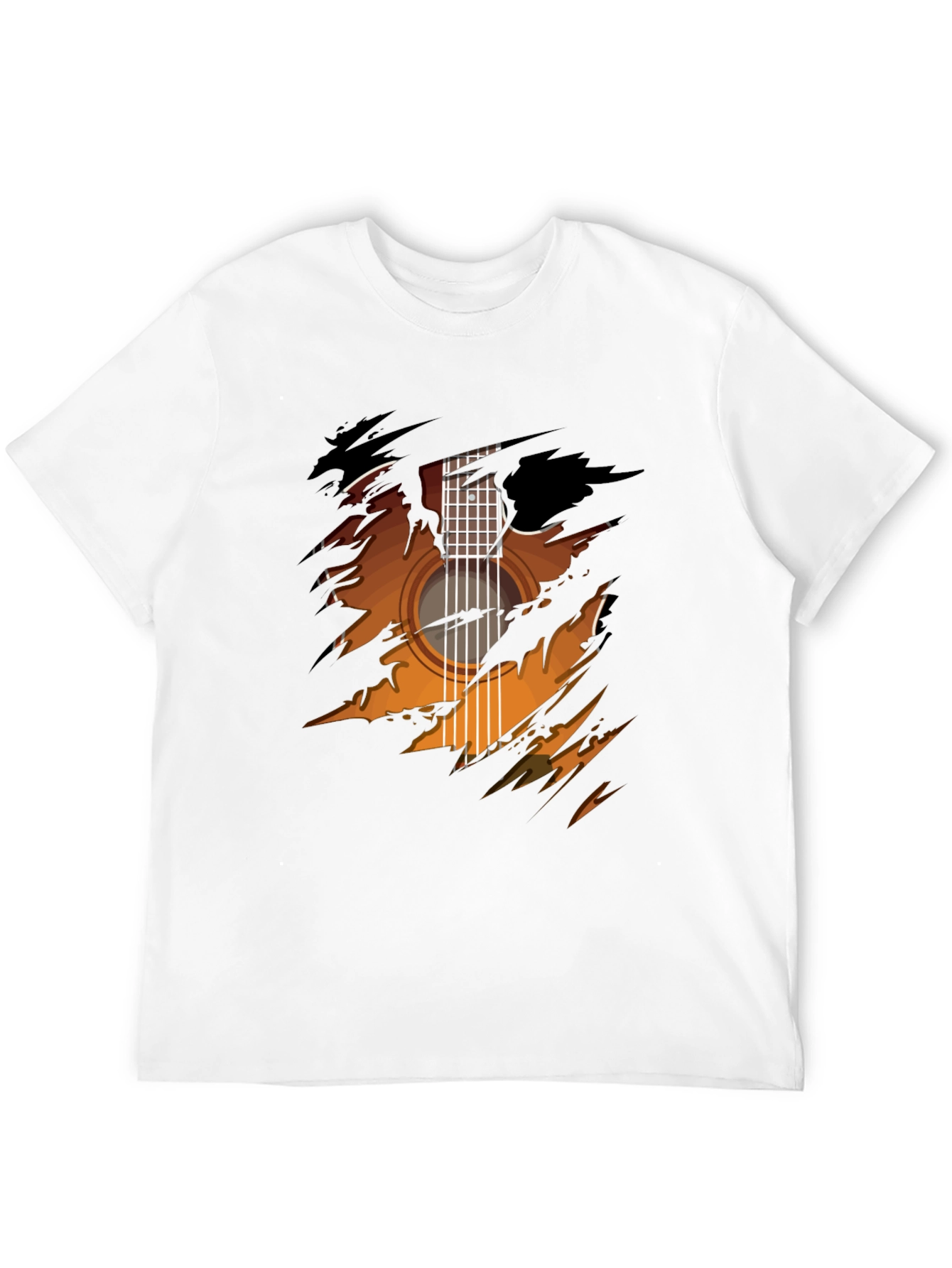 Guitar Ripped Graphic Tee - Cool Musician Shirt