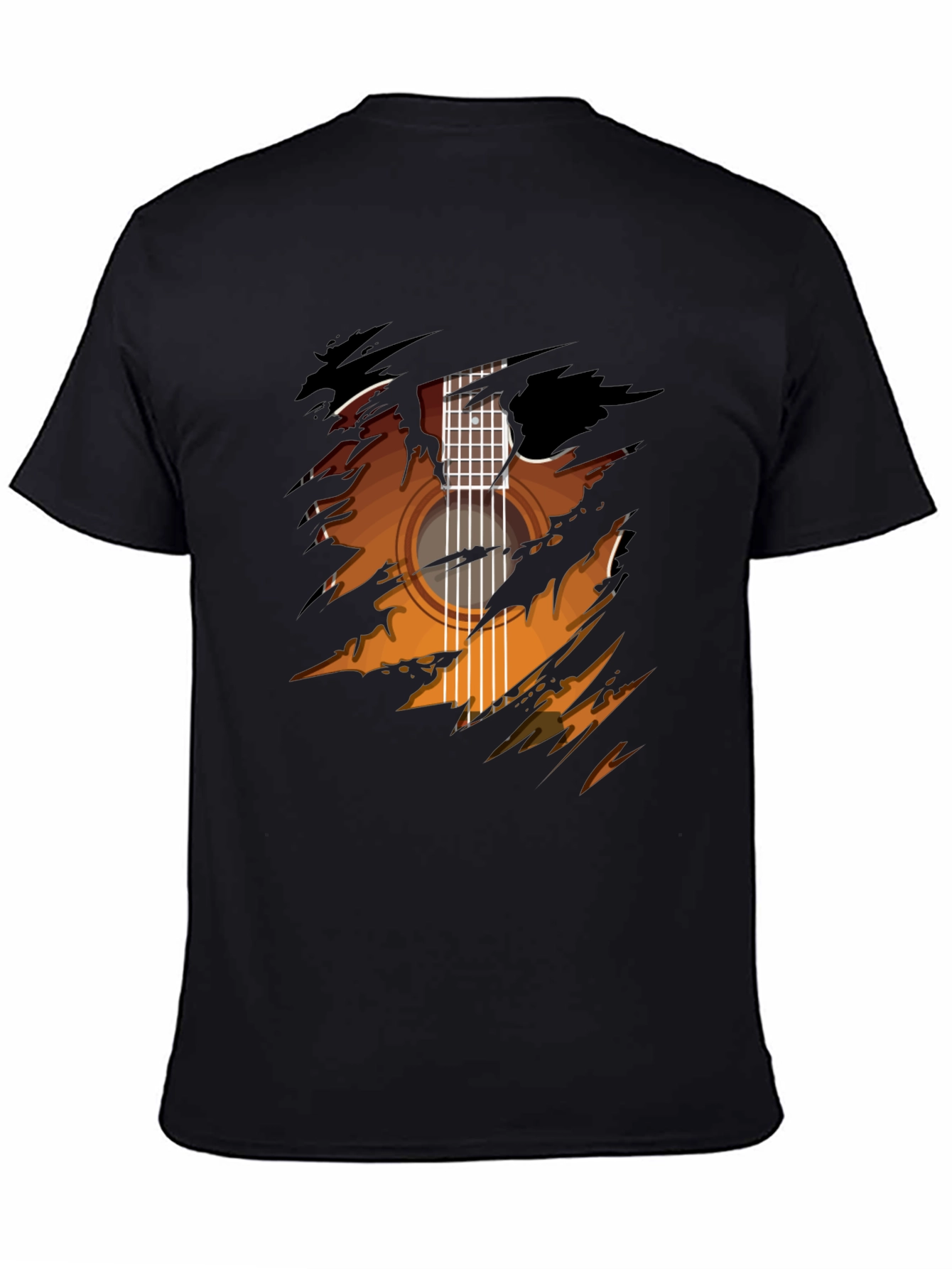 Guitar Ripped Graphic Tee - Cool Musician Shirt
