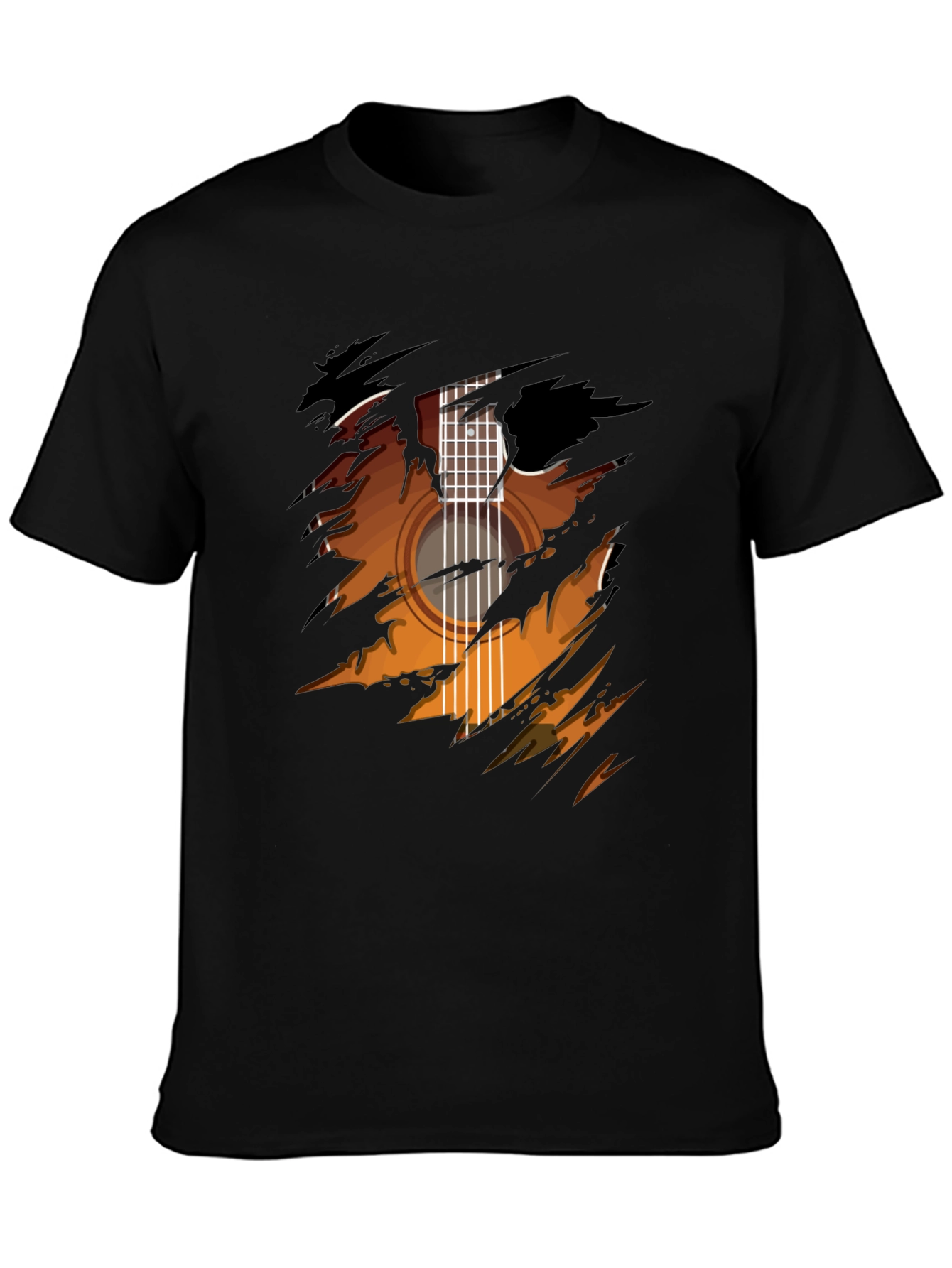 Guitar Ripped Graphic Tee - Cool Musician Shirt