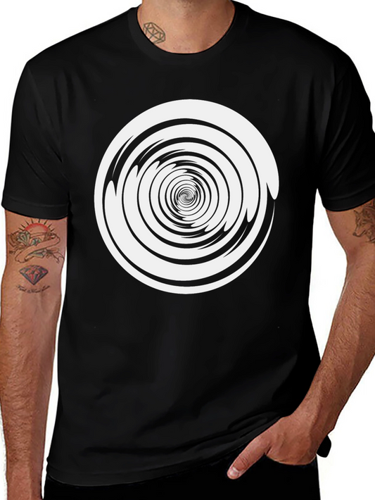 Hypnotic Spiral Tee - Black Cotton Graphic T-Shirt