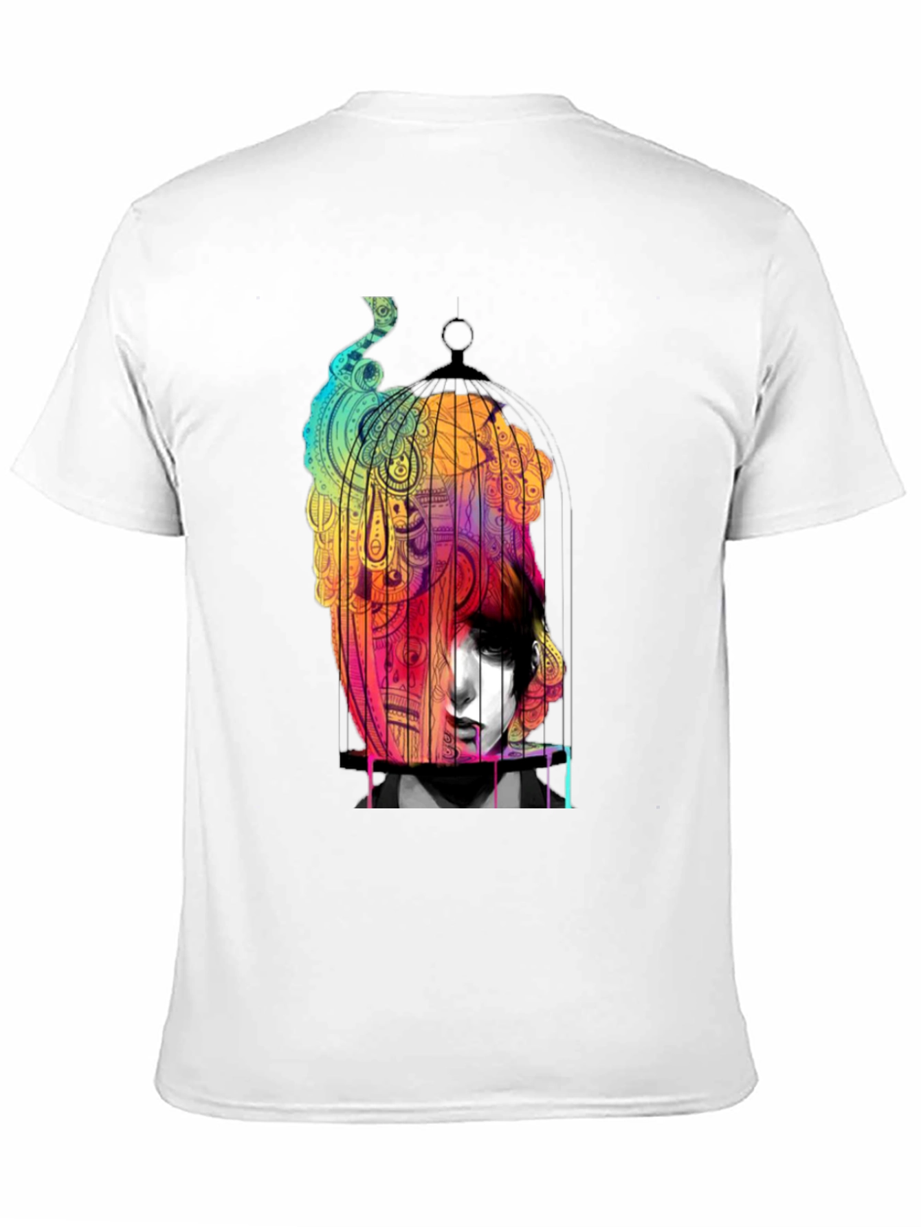Artistic Caged Soul Black Graphic T-Shirt