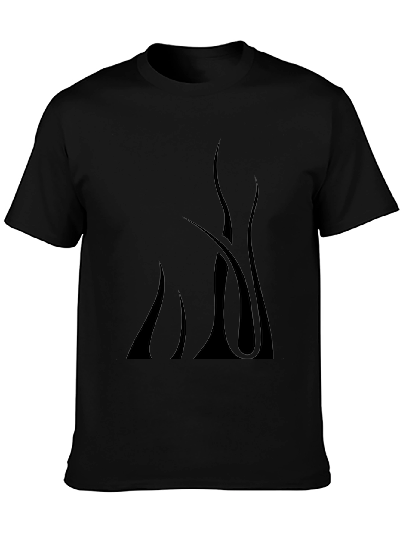 Mens Black Graphic Tee - Abstract Flame Design