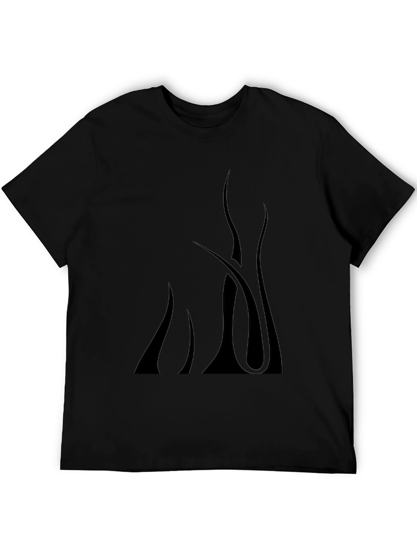 Mens Black Graphic Tee - Abstract Flame Design