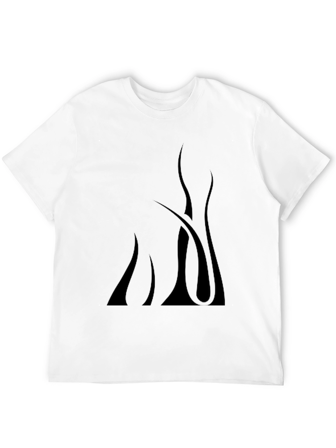 Mens Black Graphic Tee - Abstract Flame Design