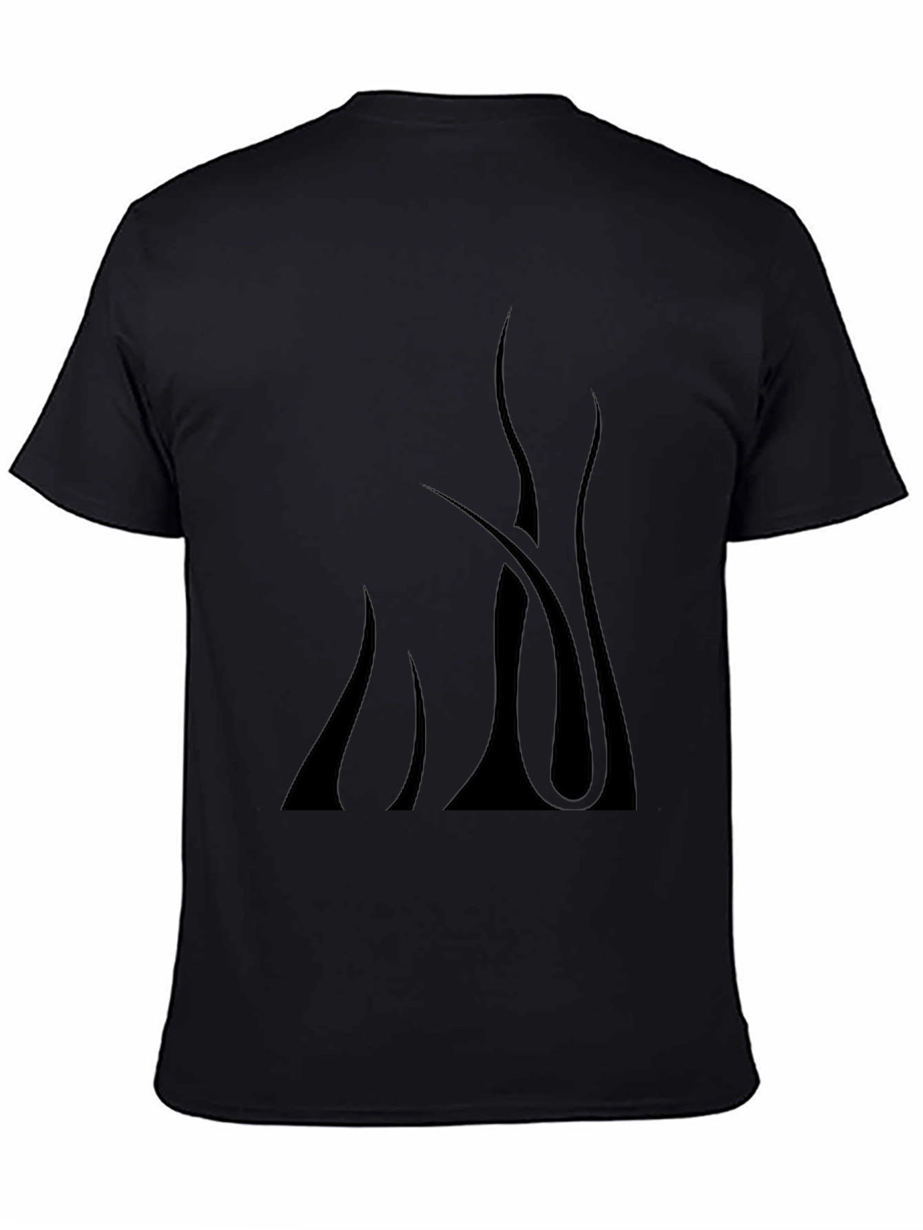 Mens Black Graphic Tee - Abstract Flame Design