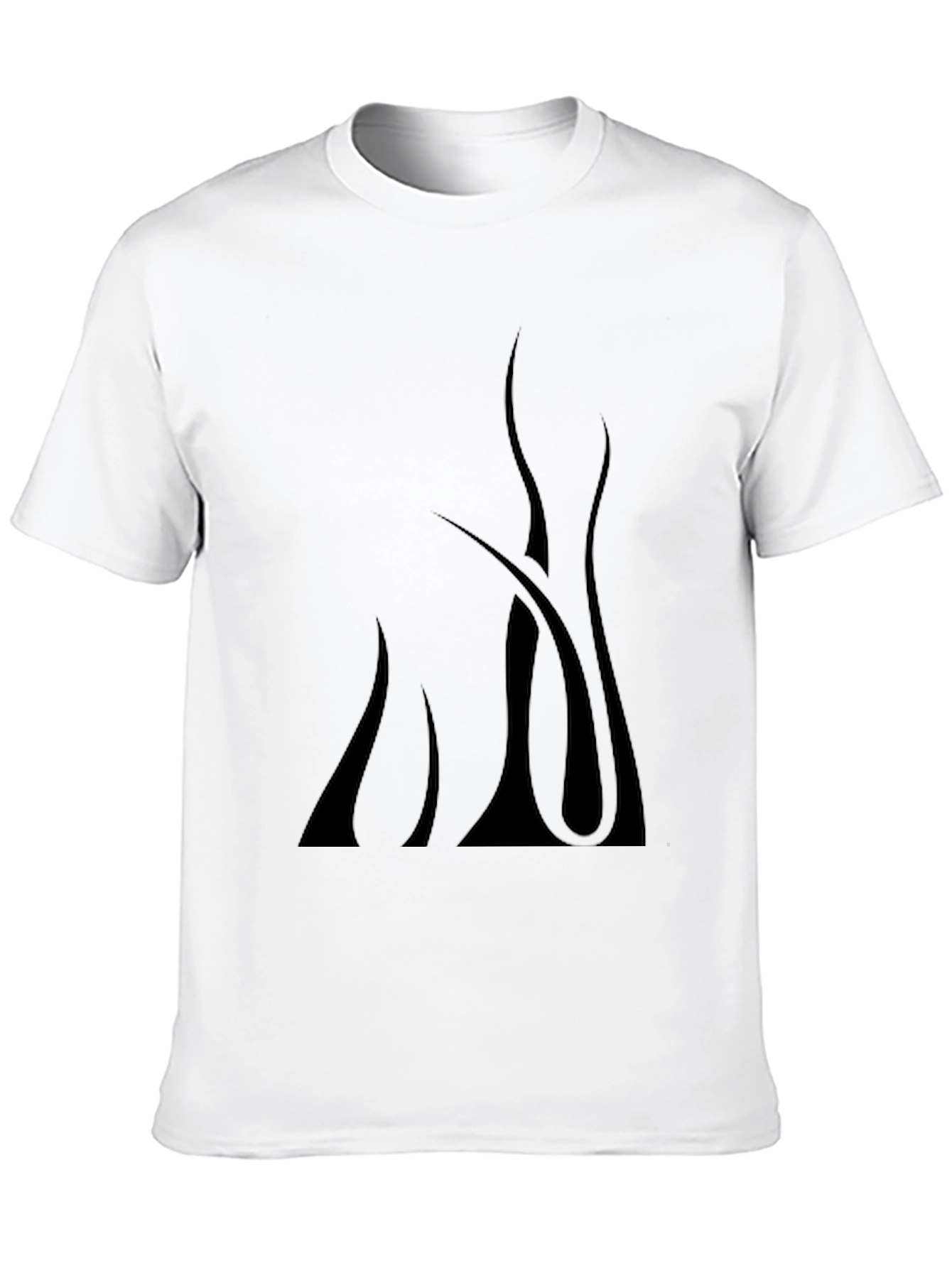 Mens Black Graphic Tee - Abstract Flame Design