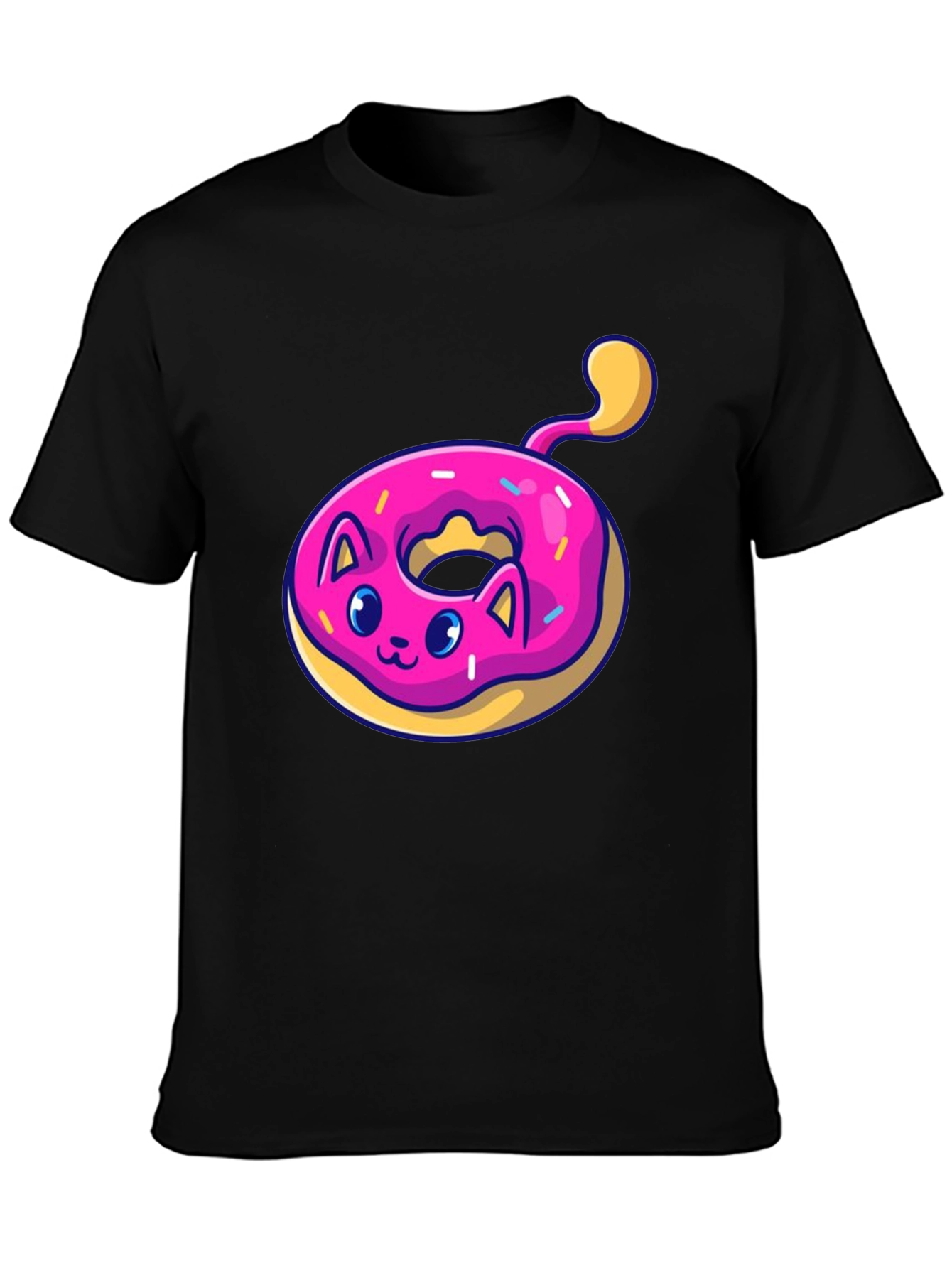 Cat Donut T-Shirt: Cute & Playful Black Tee