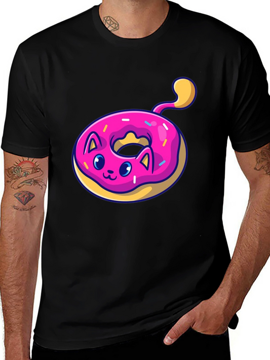 Cat Donut T-Shirt: Cute & Playful Black Tee