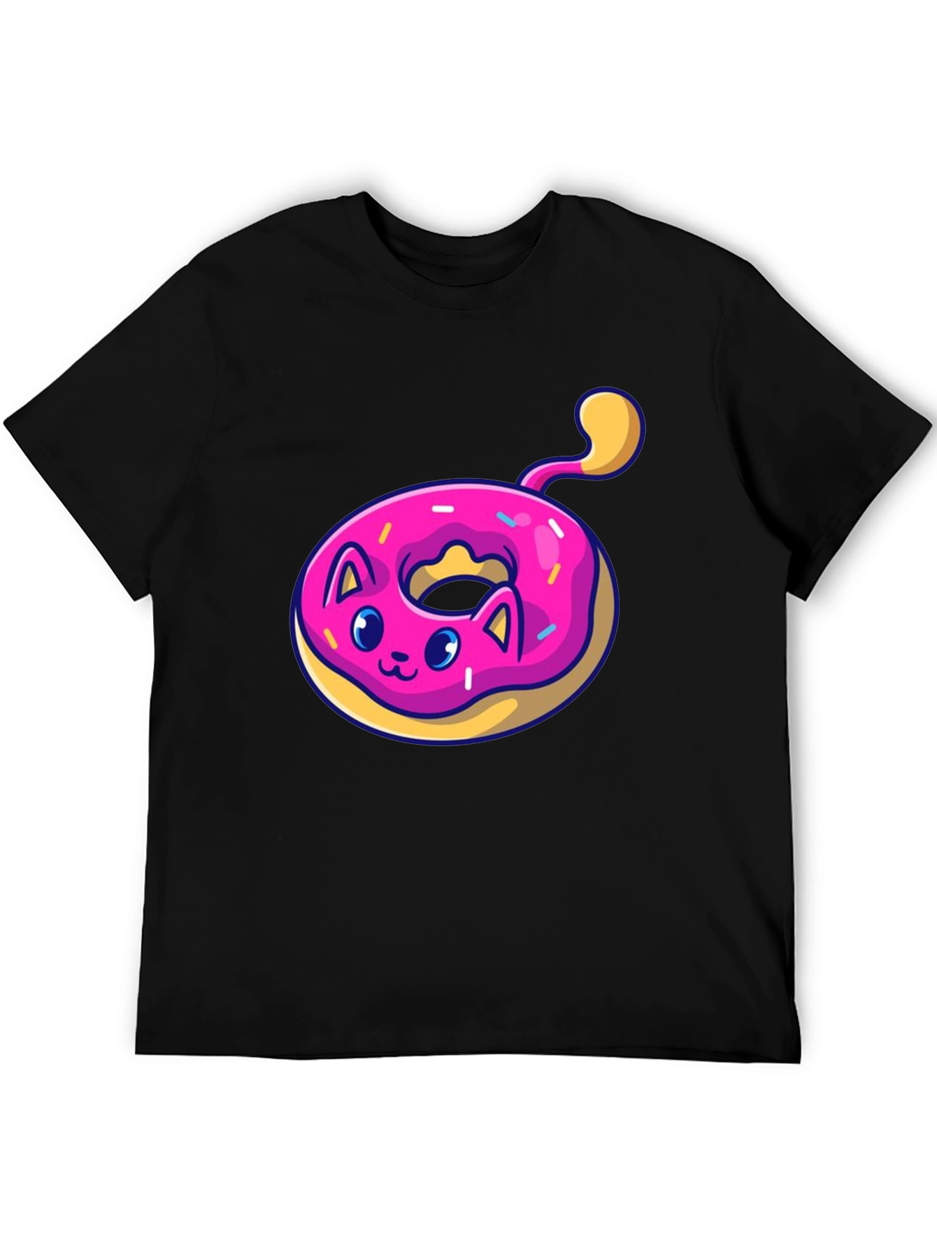 Cat Donut T-Shirt: Cute & Playful Black Tee