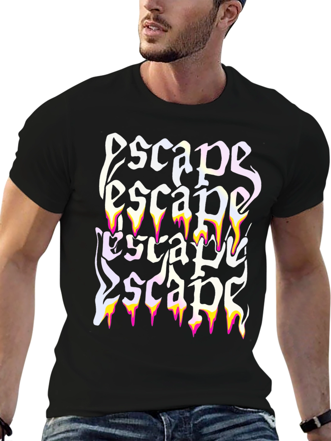 Escape Graphic Print Black T-Shirt